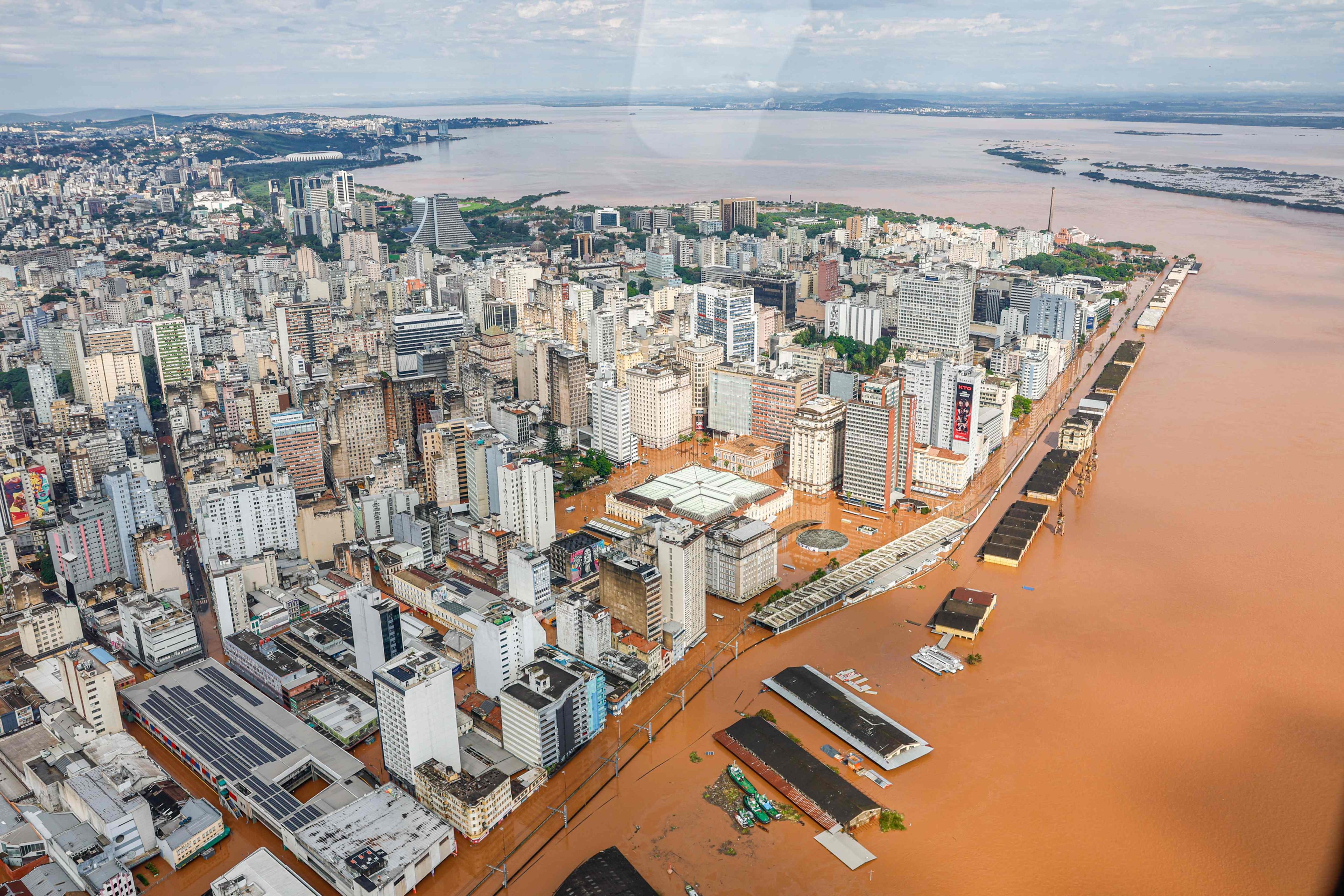 An aerial view of flood-hit Porto Alegre, Brazil. Photo: Ricardo Stuckert / Brazilian Presidency via AFP