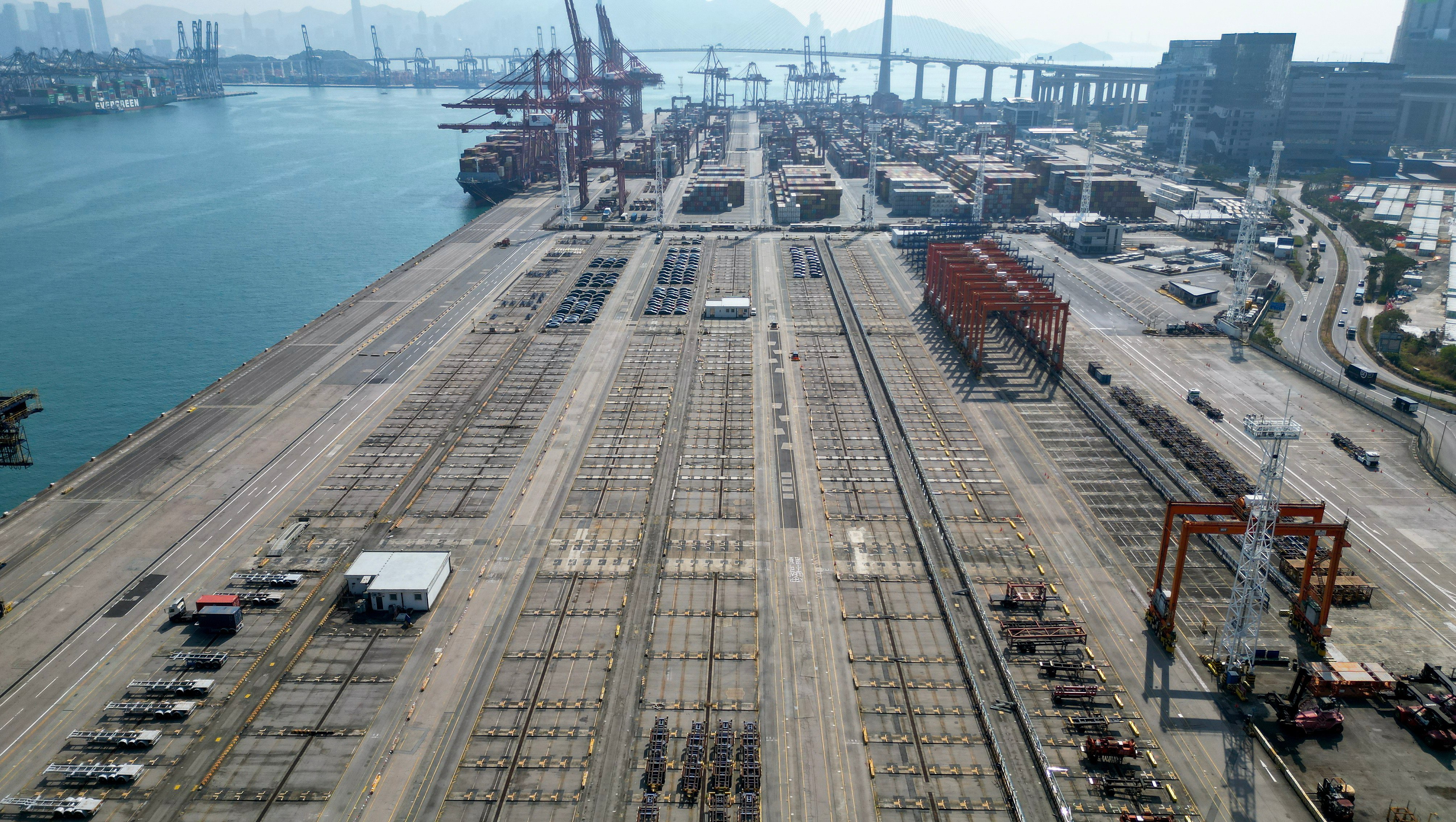 An empty section of the Kwai Tsing Container Terminal on January 3. Hong Kong’s decline in a ranking of the world’s busiest ports has sparked discussion about the future of the city’s shipping industry. Photo: Sam Tsang