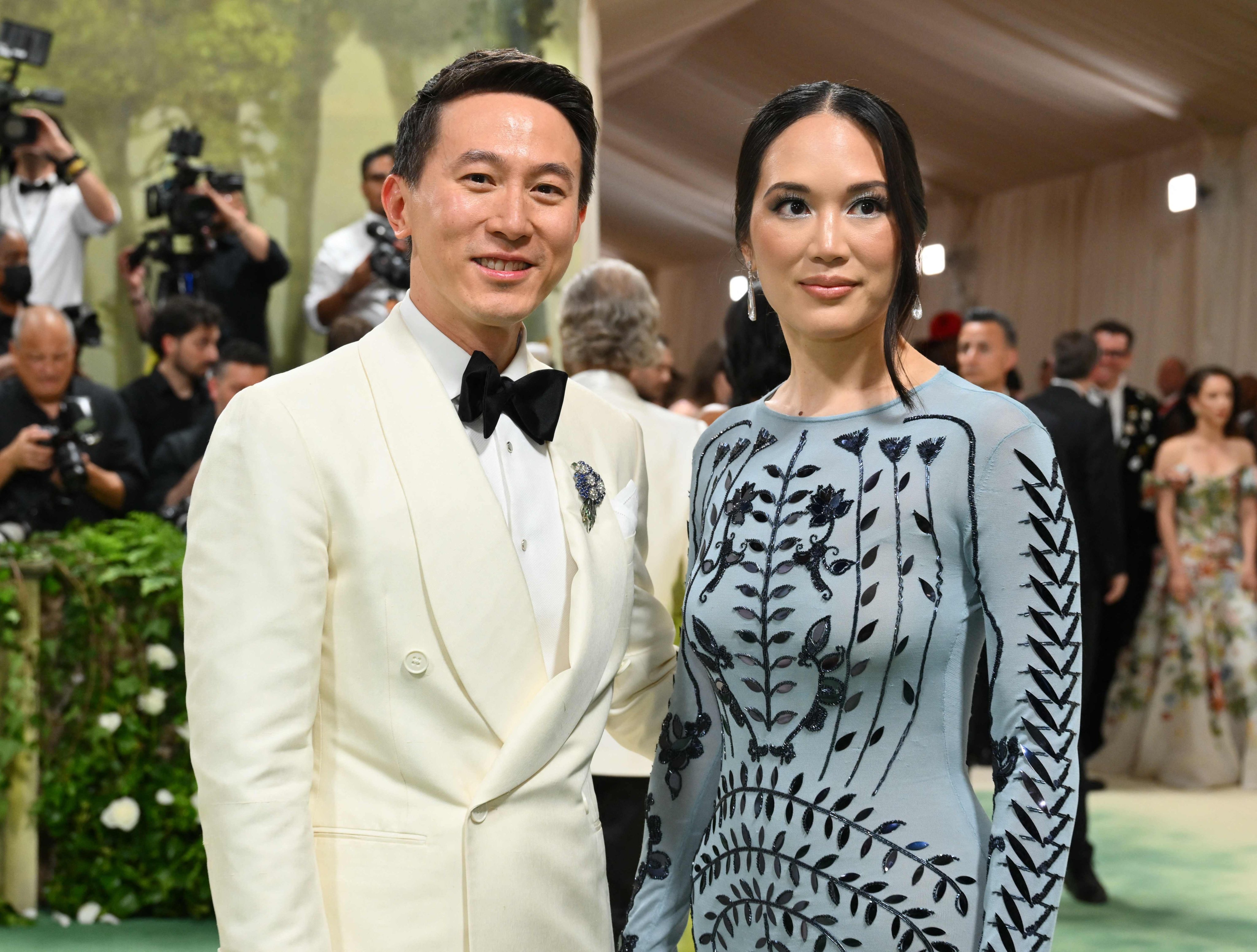 Tik Tok CEO Shou Zi Chew (left) and Vivian Kao arrive for the 2024 Met Gala at the Metropolitan Museum of Art on May 6, in New York. Photo: AFP