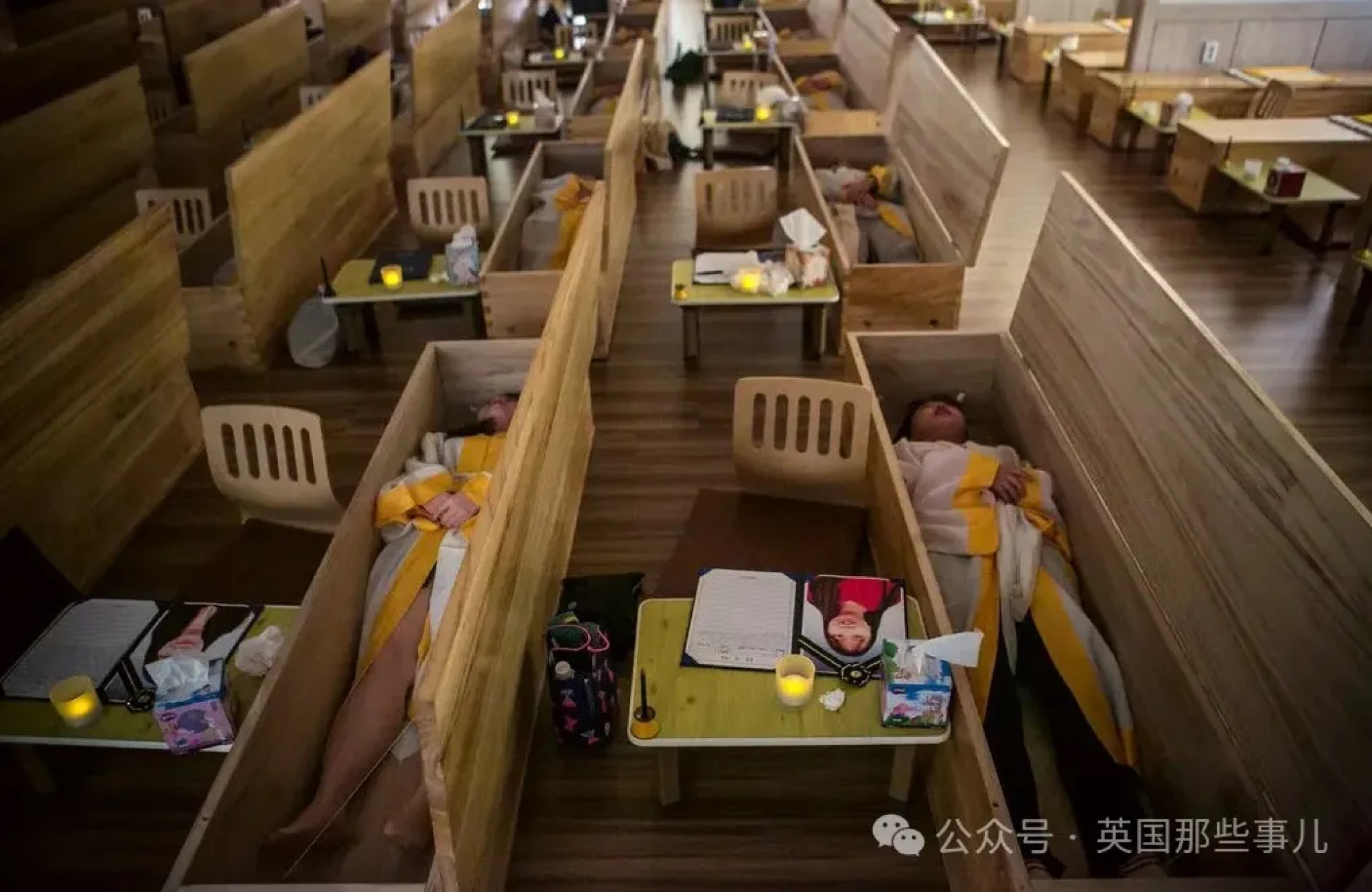 Other strange ways of combating stress in overworked South Korea include sleeping in “coffins”. Photo: Weixin