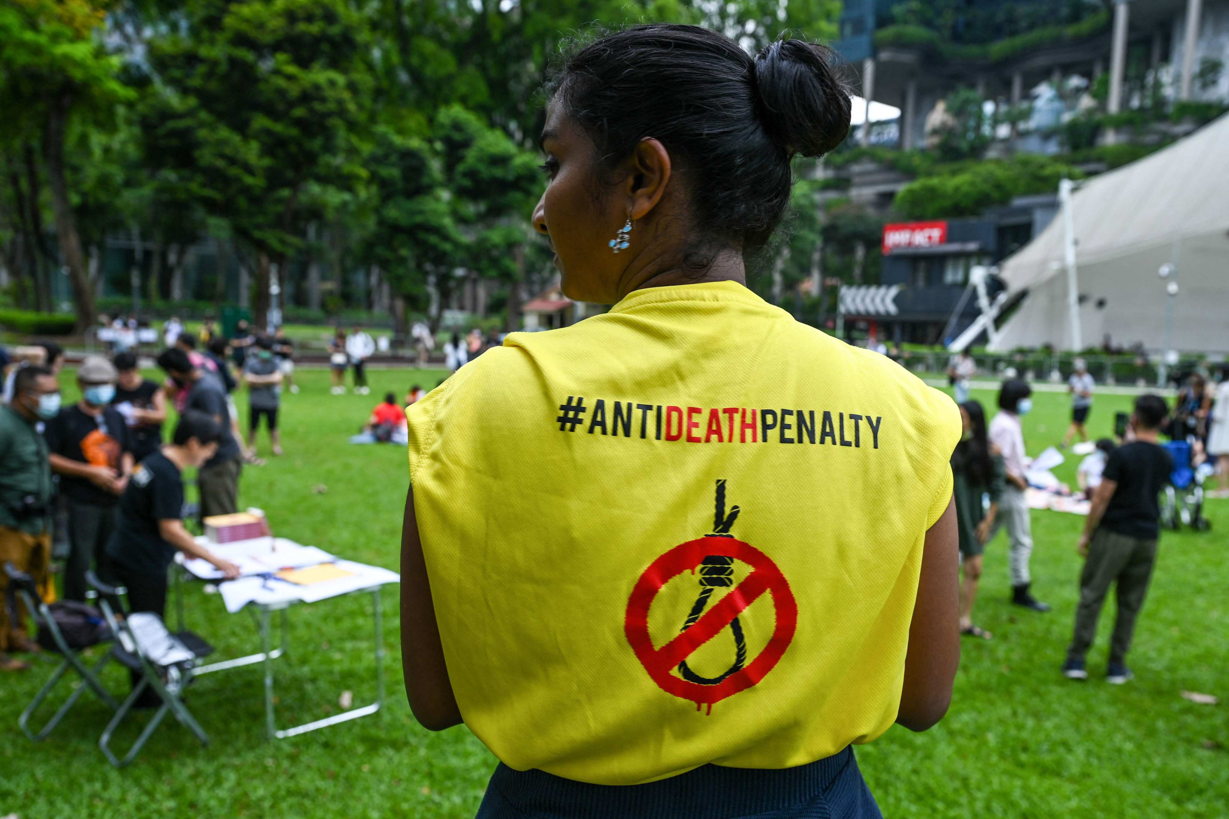 An activist protests against Singapore’s use of the death penalty at Speakers’ Corner in 2022. Singapore’s law minister said anti-death penalty activists were full of “baseless allegations, one-sided claims and half-truths”. Photo: AFP