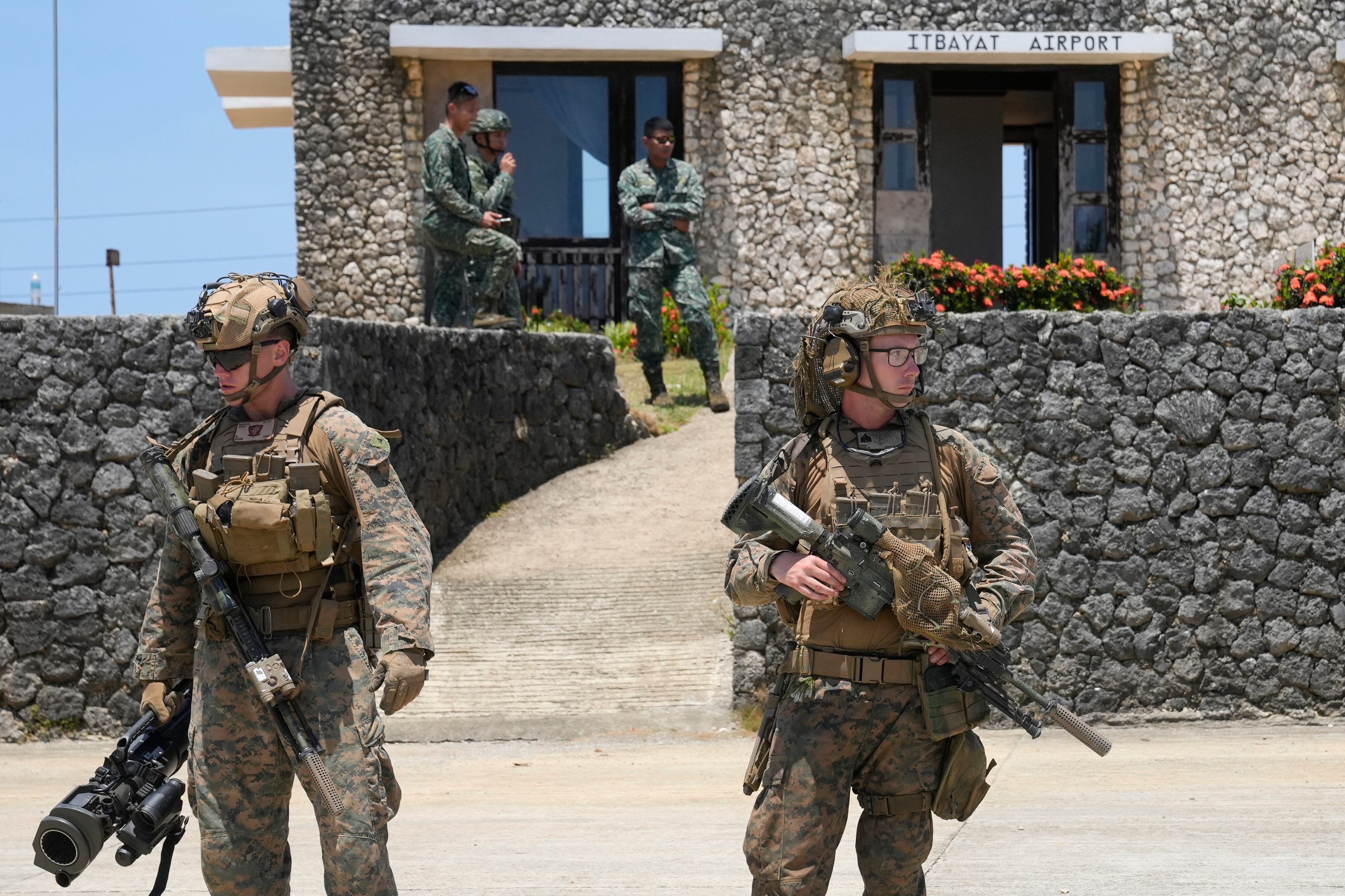 US troops secure an airport in the Philippines’ northernmost town of Itbayat, Batanes province, on Monday during the ongoing Balikatan joint military exercises. Photo: AP