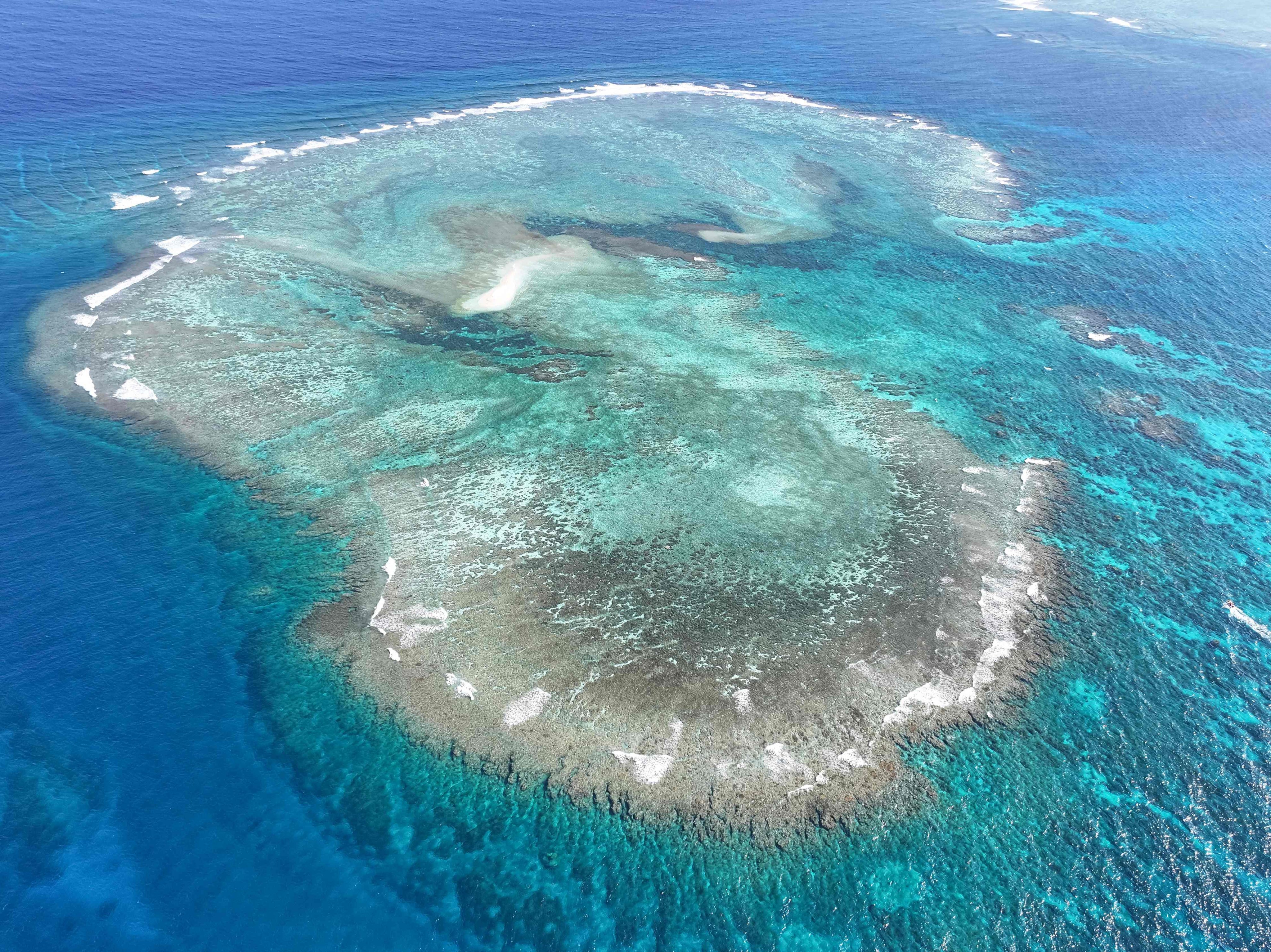 An aerial view of a cay near the Philippine-held Thitu Island in the disputed South China Sea in March. Photo: Philippine Coast Guard/AFP