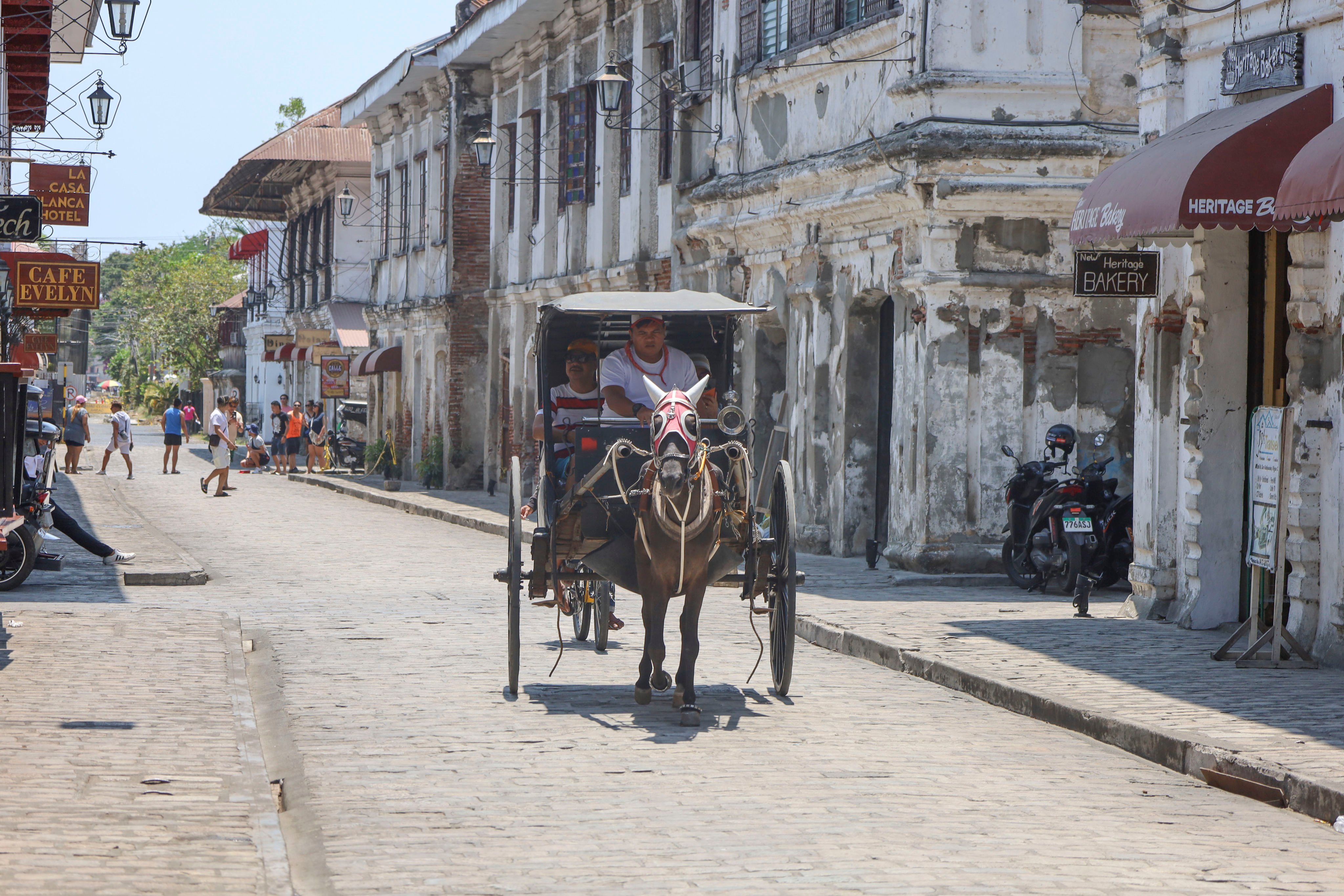 A horse-drawn kalesa on a street in Vigan, a city in the Philippines where hundreds of Spanish colonial buildings give a window into the past. Though much of the Philippines’ colonial material culture has been wiped out, there are still traces of it to be found in the islands’ historical areas. Photo: Thomas Bird
