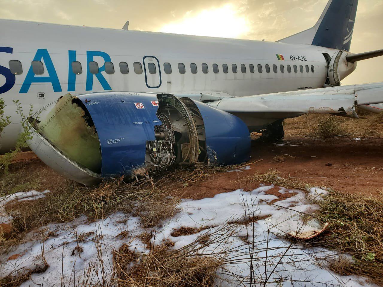 A Boeing 737 plane skidded off a runway at the airport in Dakar, Senegal’s capital. Photo: X/JACDEC