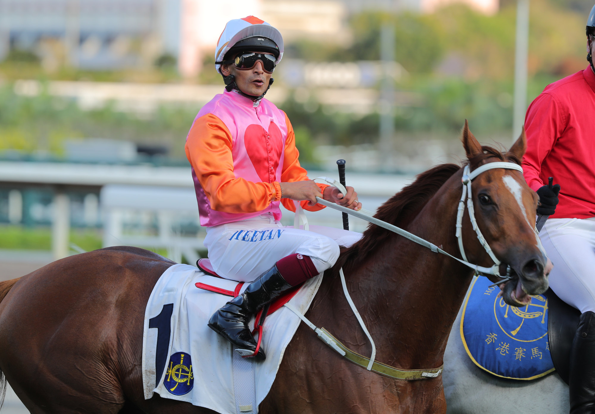 Karis Teetan on The Best Peach after his Sha Tin victory on March 24.