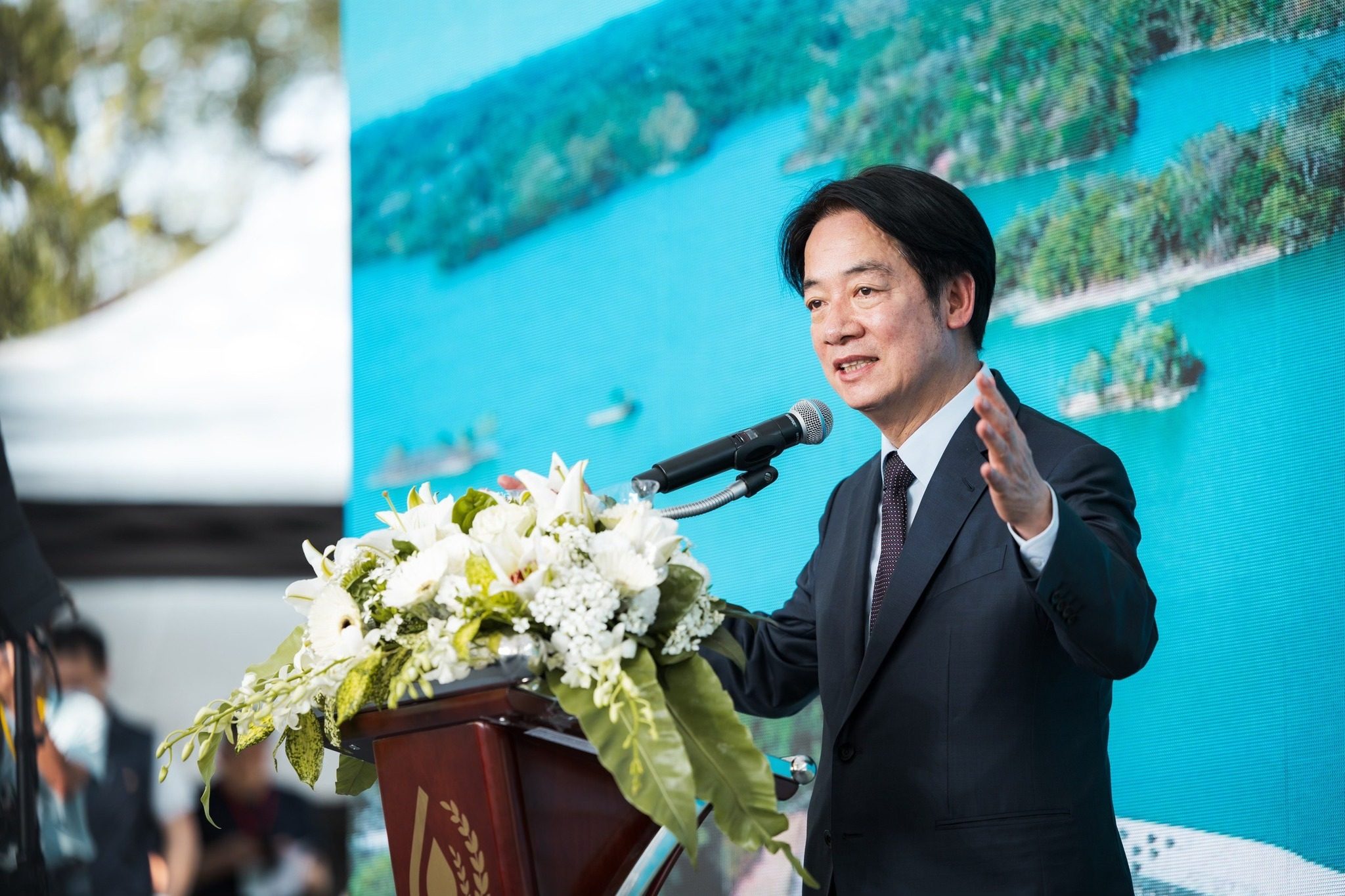 Taiwanese president-elect William Lai Ching-te addresses a commemorative event for Japanese engineer Yoichi Hatta, in southern Taiwan’s Tainan on Wednesday. Photo: Facebook/William Lai Ching-te