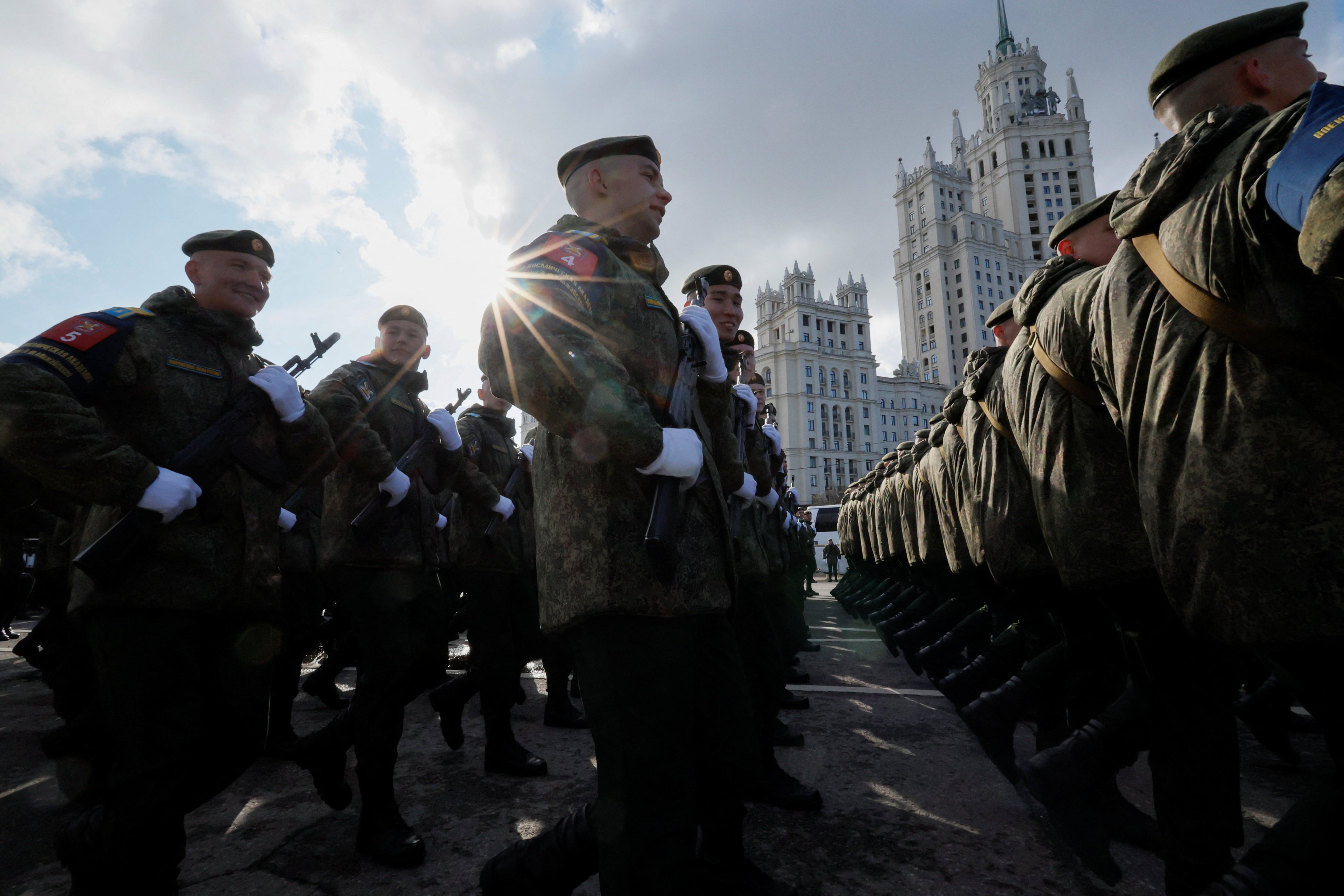 Russian service members march before the military parade in Moscow, Russia. Photo: Reuters