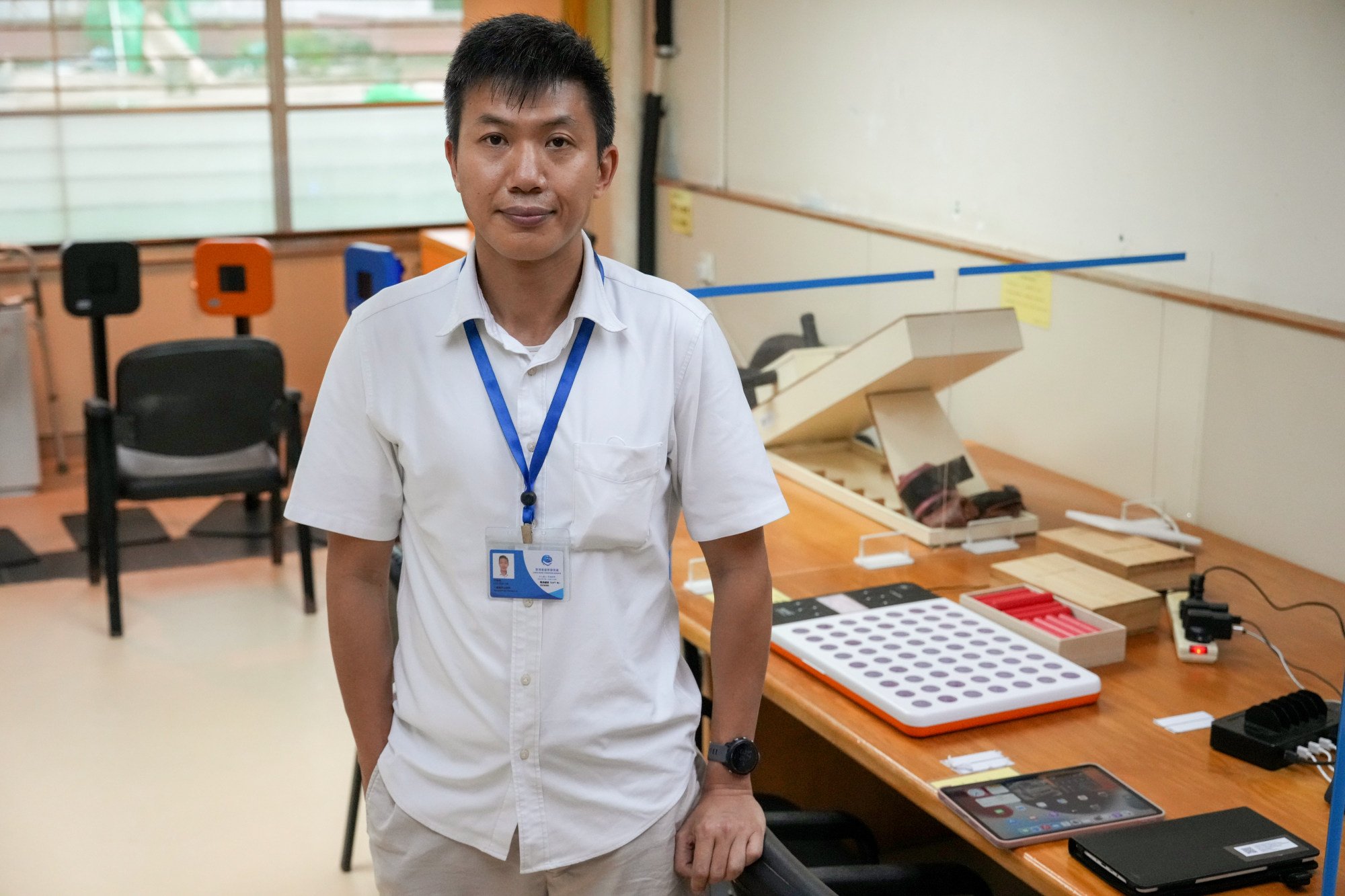 Occupational therapist Lee Wai-tat says the Chin Wah Day Care Centre for the Elderly has about a dozen gerontech products and they are well used by the more than 100 senior members. Photo: May Tse