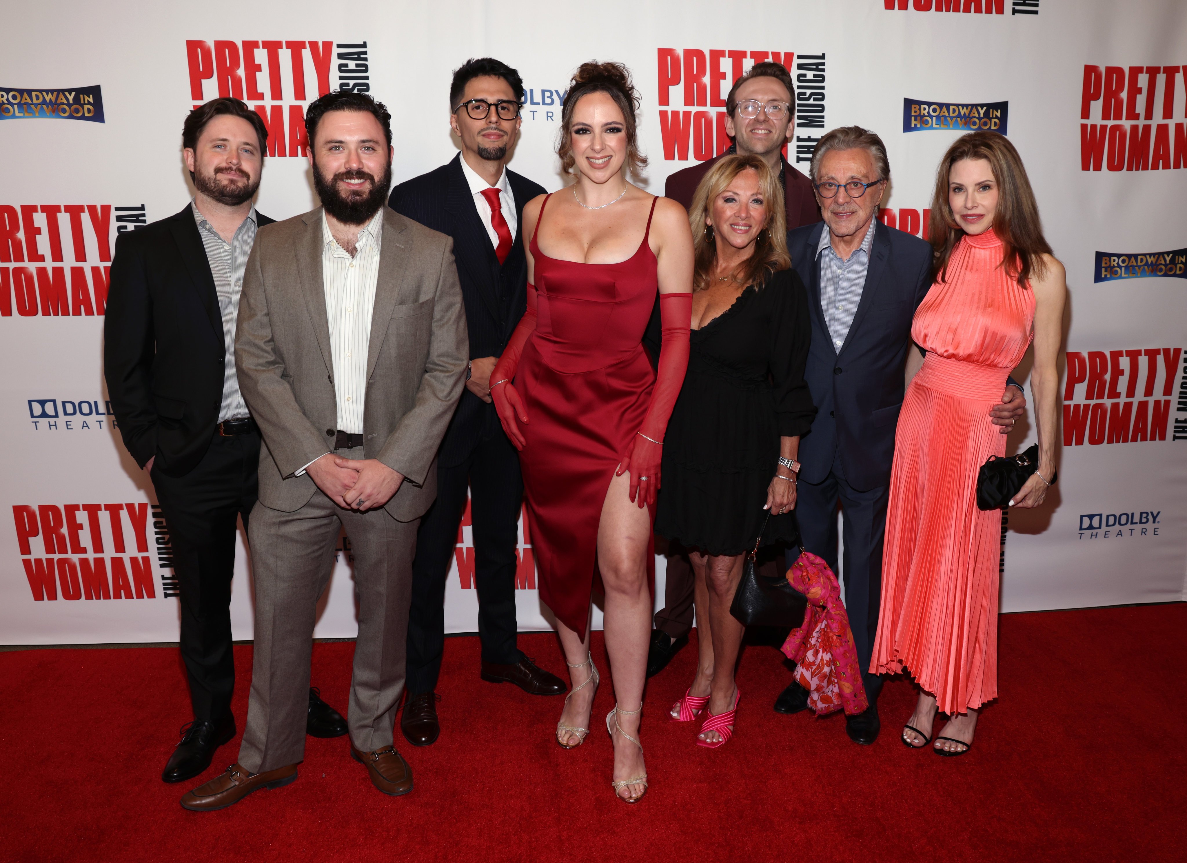 Frankie Valli poses with his sons Brando Valli, Emilio Valli, granddaughter Olivia Valli, daughter Antonia Valli, grandson Dario Valli and wife Jackie Jacobs at the Los Angeles opening night for Pretty Woman The Musical, in June 2022 – but where’s his eldest, Francesco? Photo: Getty Images