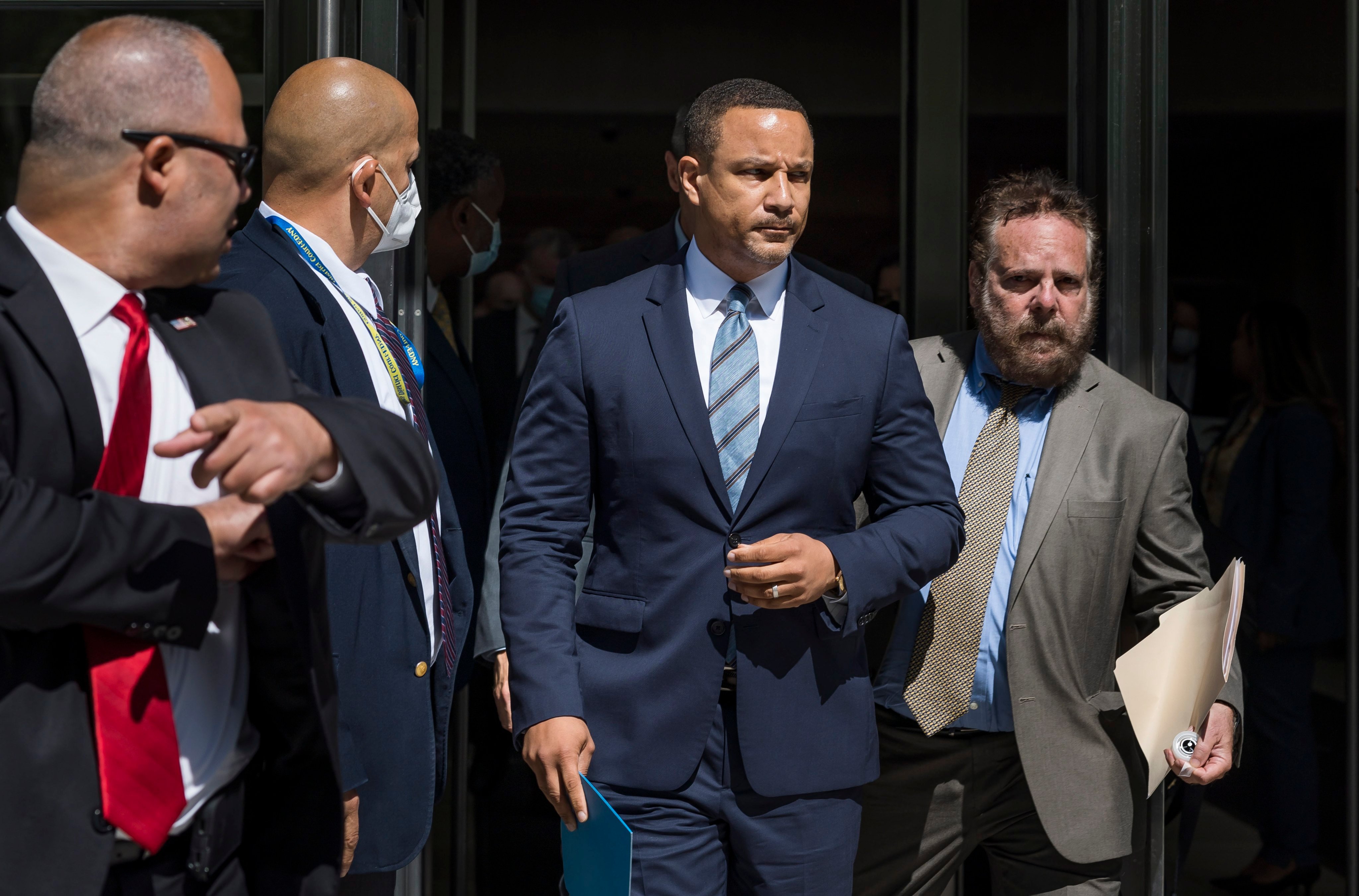 Breon Peace (centre), US attorney for the Eastern District of New York, prosecuted the case. Photo: EPA-EFE