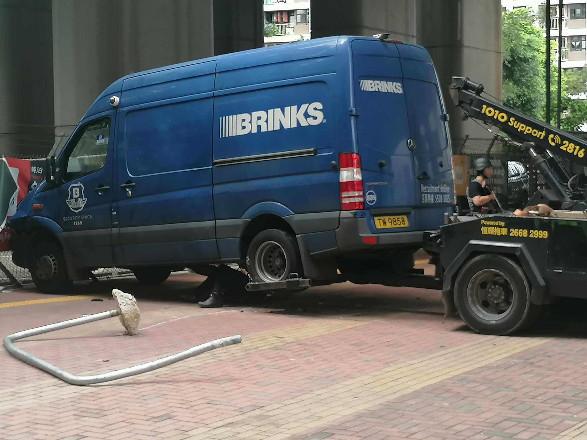 Two women have been hospitalised after a van mounted a pavement. Photo: Facebook/ Frederick Fung