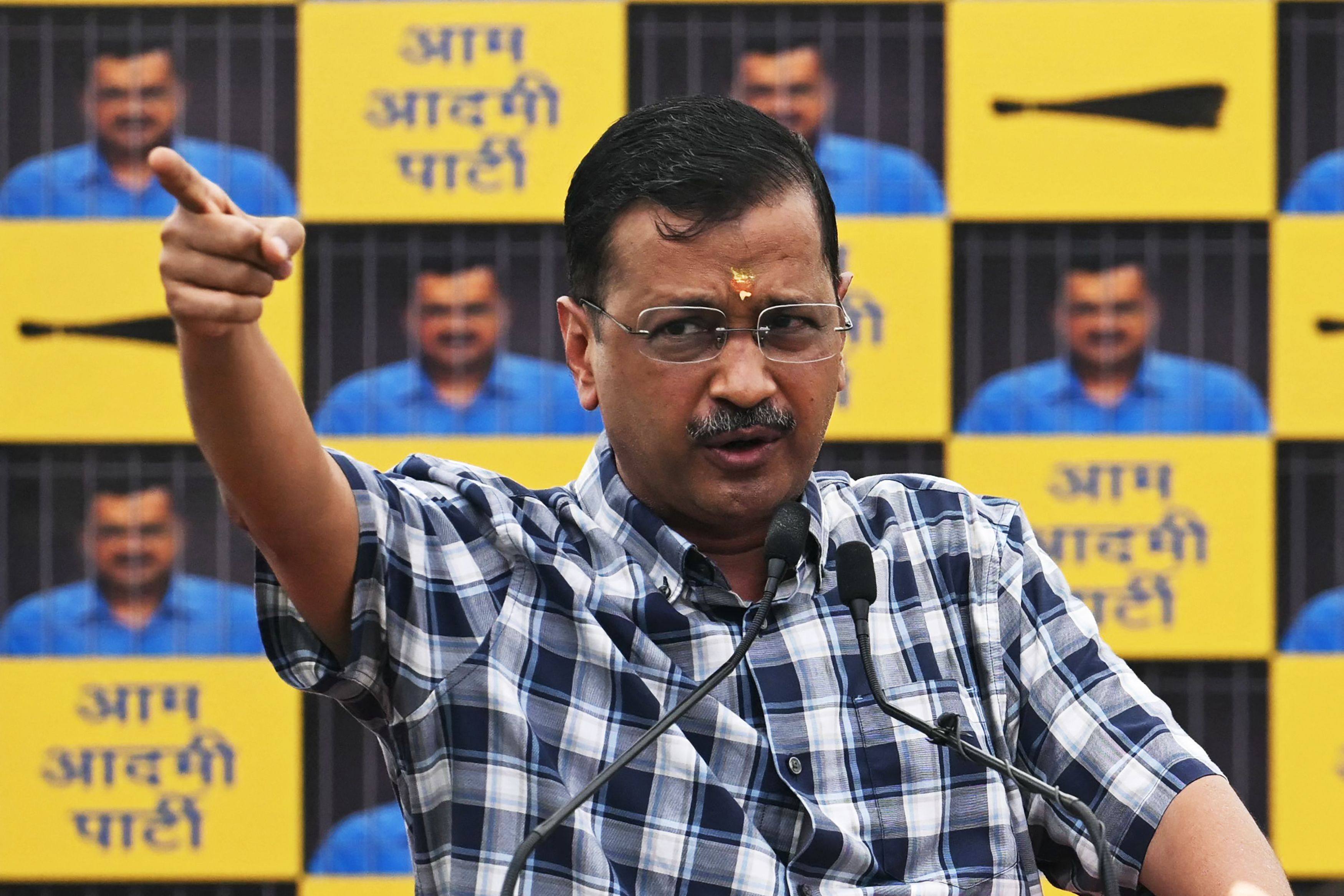 Chief Minister of Delhi Arvind Kejriwal during a press conference in New Delhi on Saturday, a day after being released on bail by India’s top court. Photo: AFP