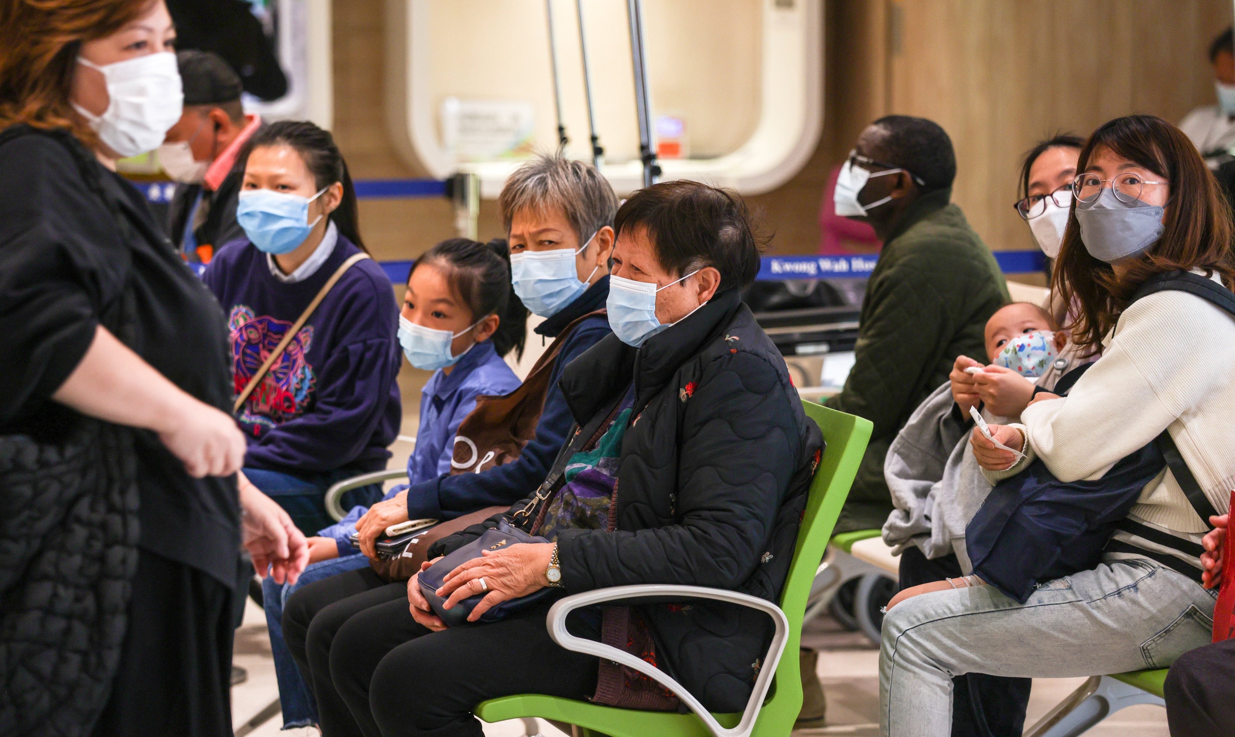 Patients at an emergency department. The city has recorded at least 405 related deaths in the flu season so far, which included four children. Yik Yeung-man