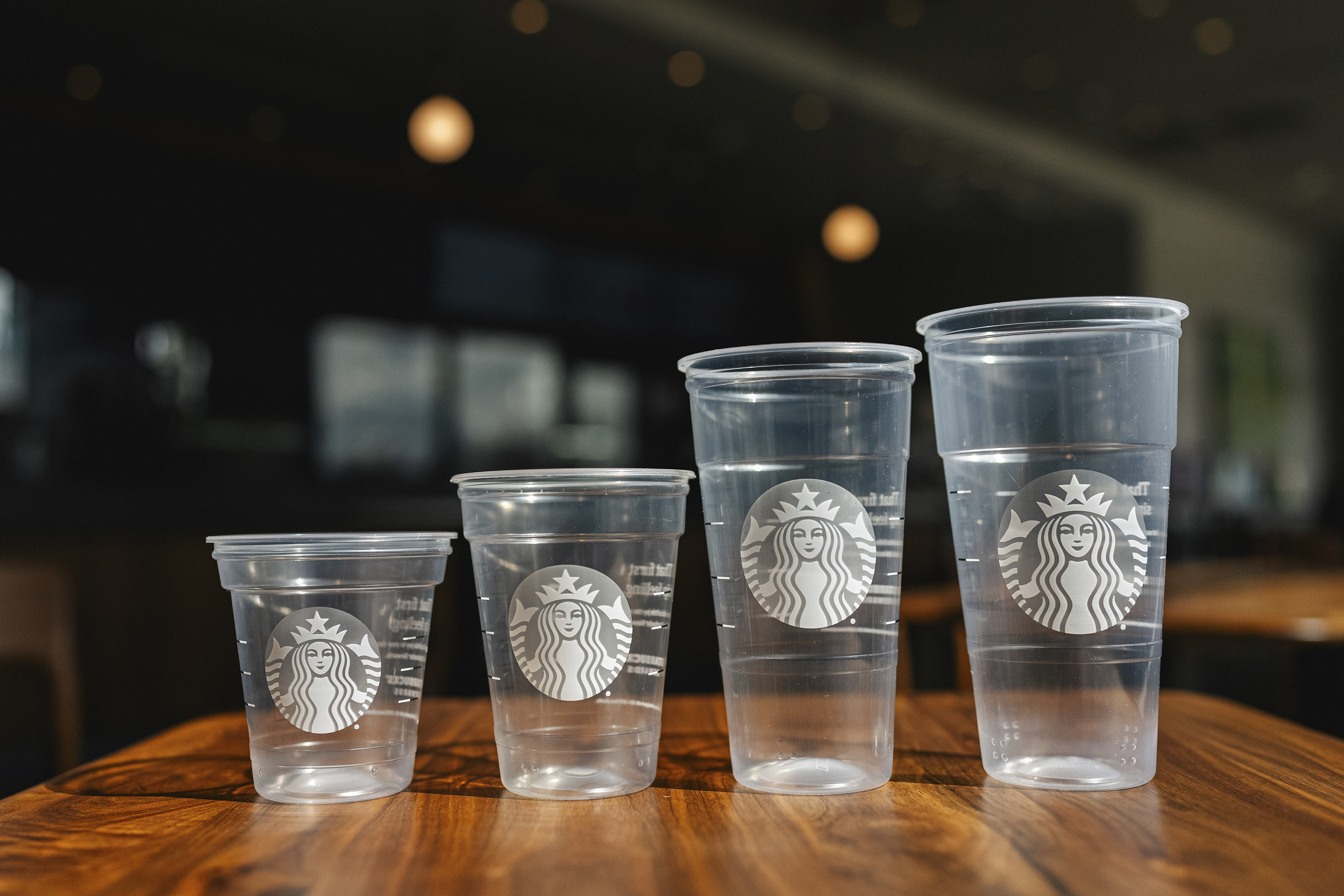 The new version of Starbucks’ cold cup contains up to 20 per cent less plastic. 
Photo: AP