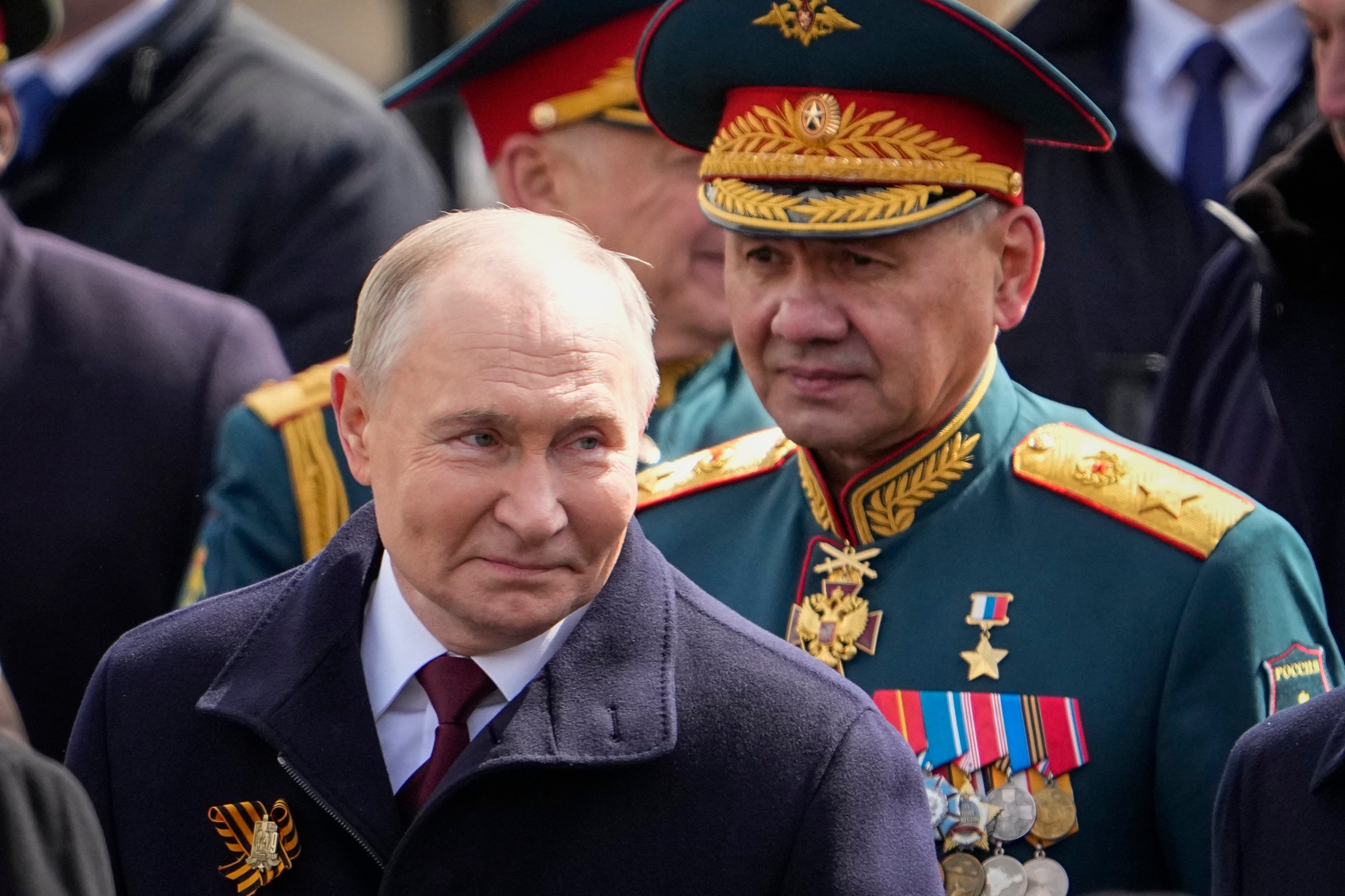Russian President Vladimir Putin and Defence Minister Sergei Shoigu. Photo: AP