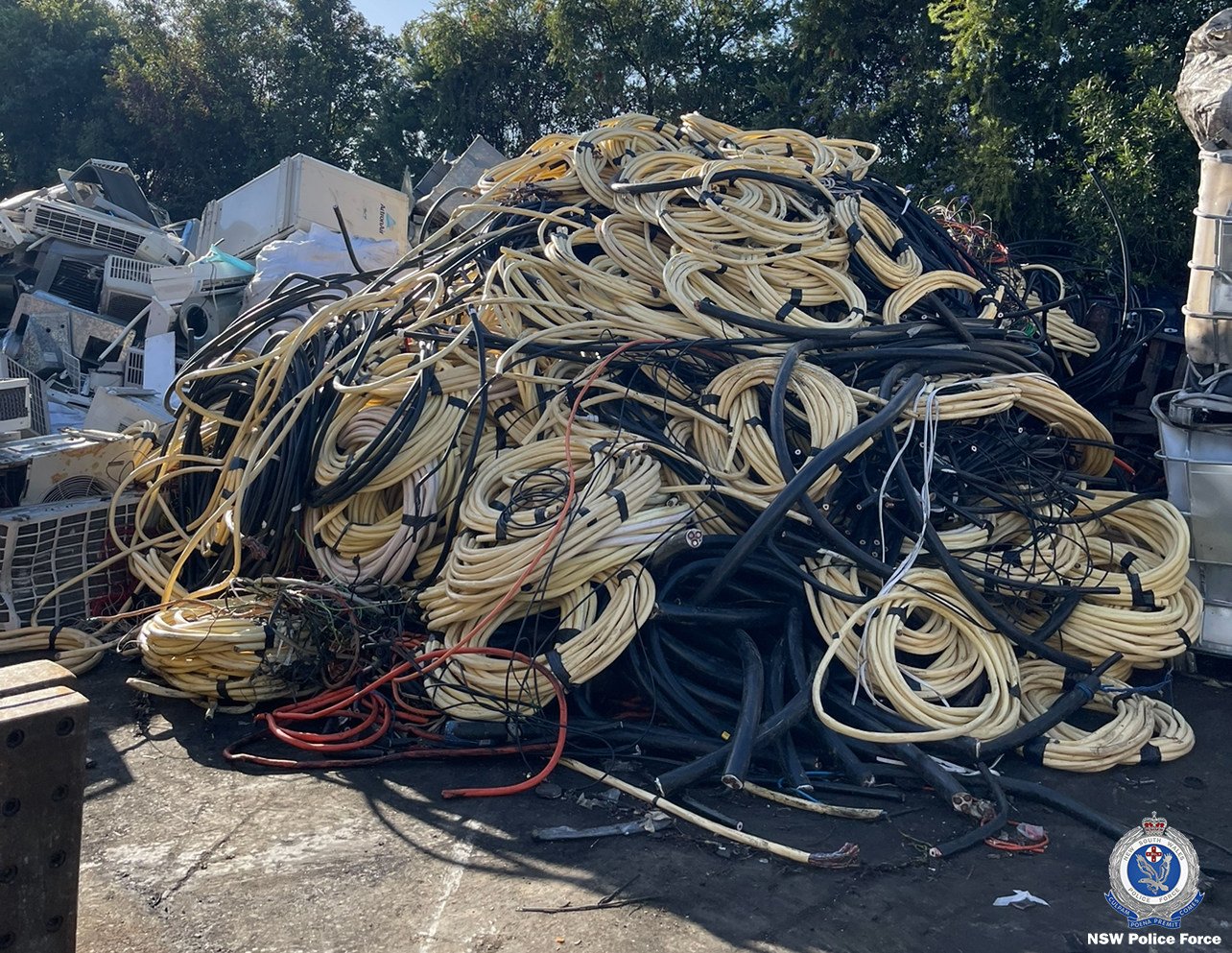 Some of the stolen copper cables seized by police in Sydney. Photo: NSW police