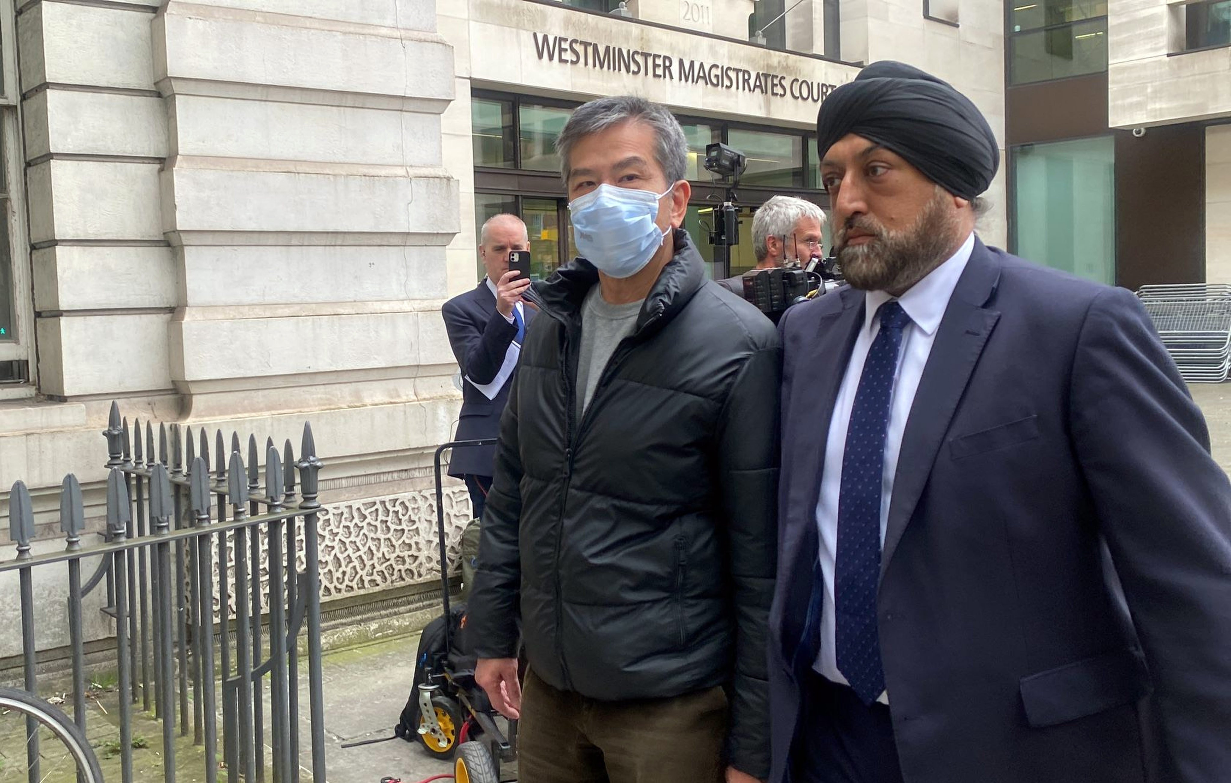 Billy Yuen (left) appeared at Westminster Magistrates’ Court on Monday. Photo: Jack Tsang