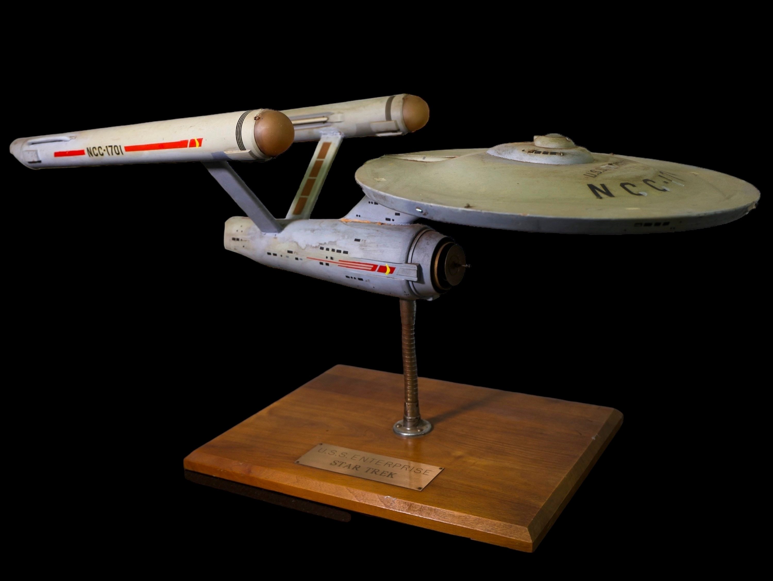 The first model of the USS Enterprise, found in 2023 after going missing in the 1970s. Photo: Heritage Auctions via AP