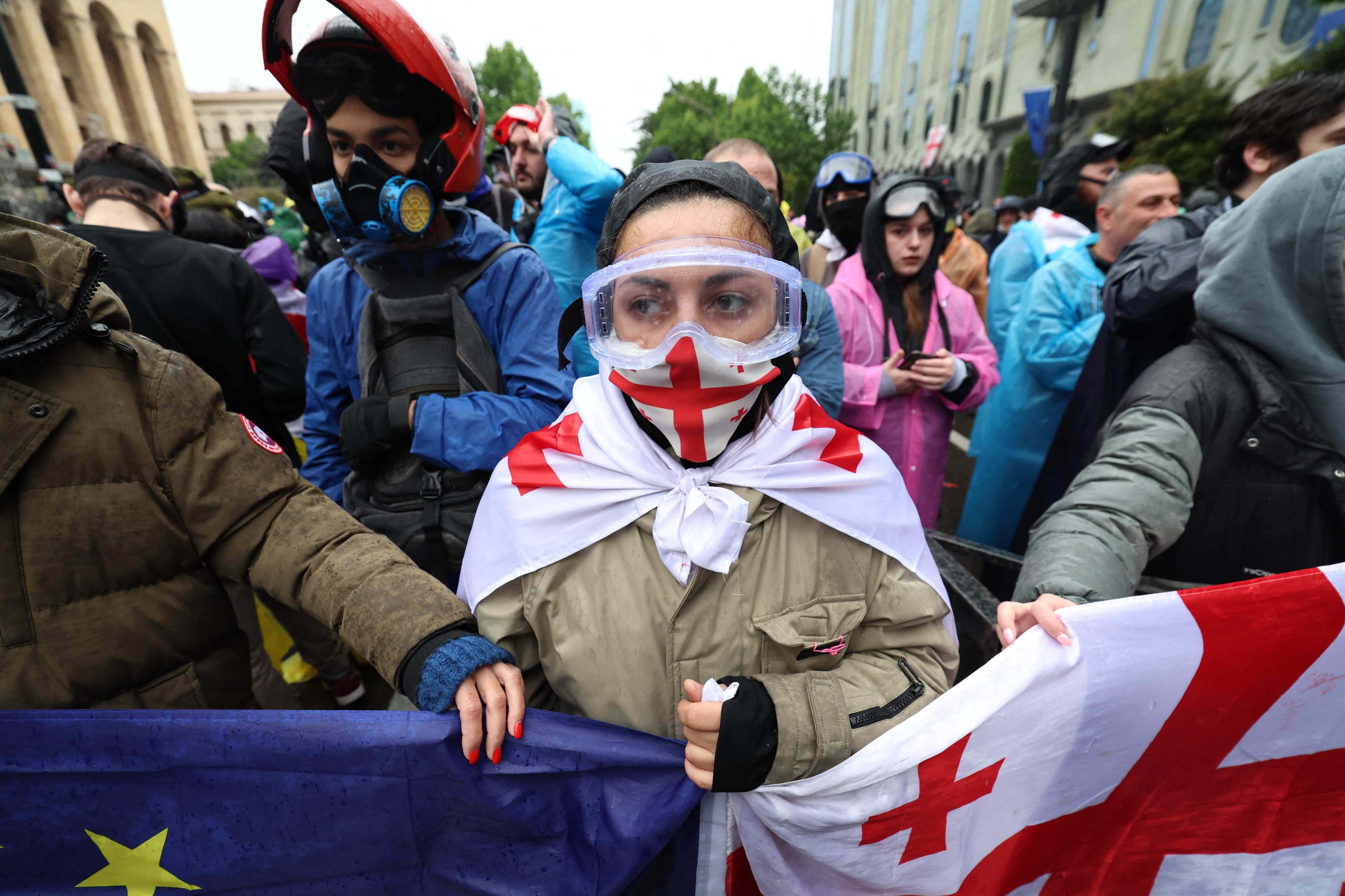 Georgian protesters rally in Tbilisi on Tuesday. Photo: AFP