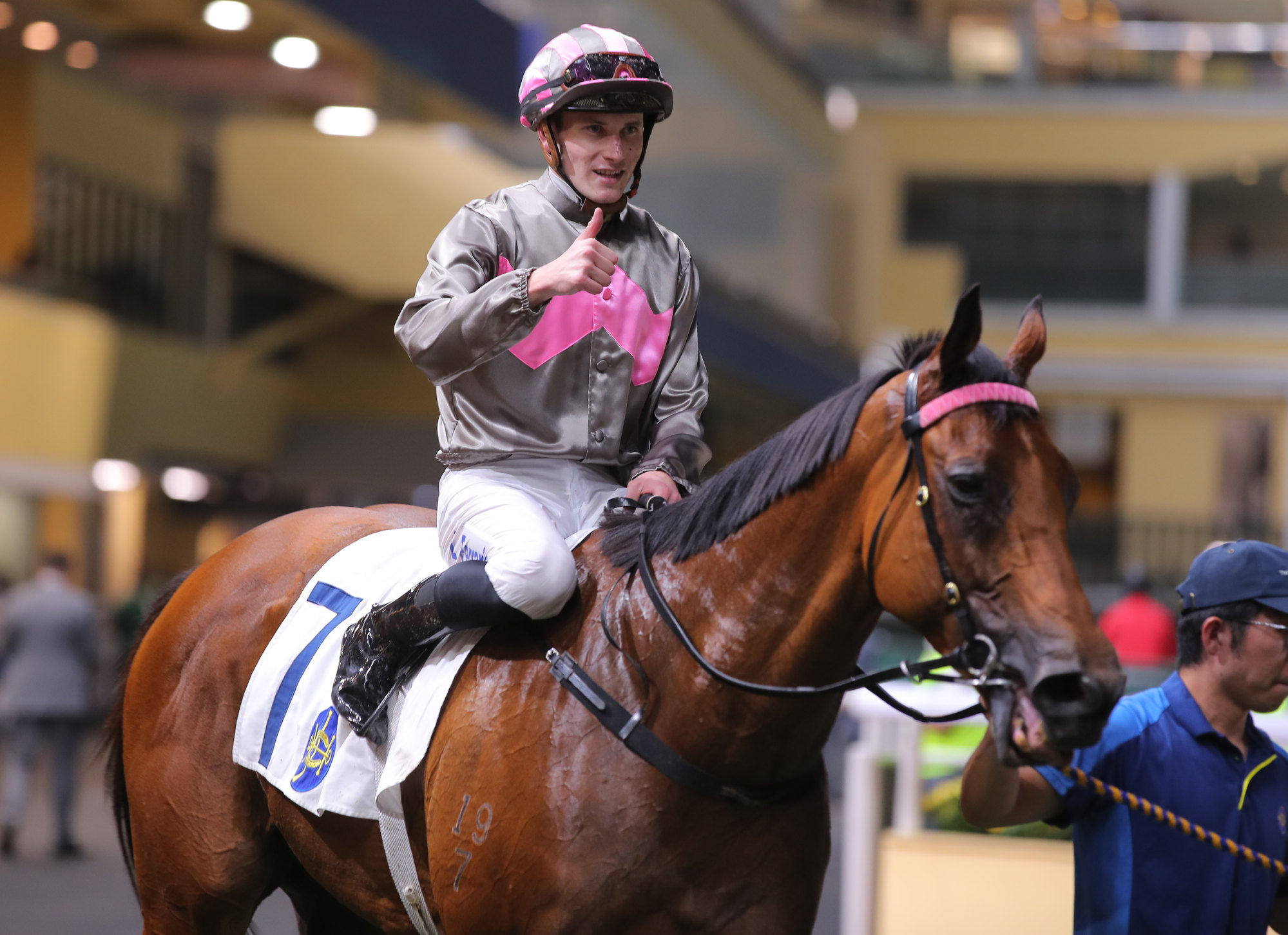Luke Ferraris gives the thumbs up after guiding Setanta to victory at Happy Valley. Luke Ferraris gives the thumbs up after guiding Setanta to victory at Happy Valley.