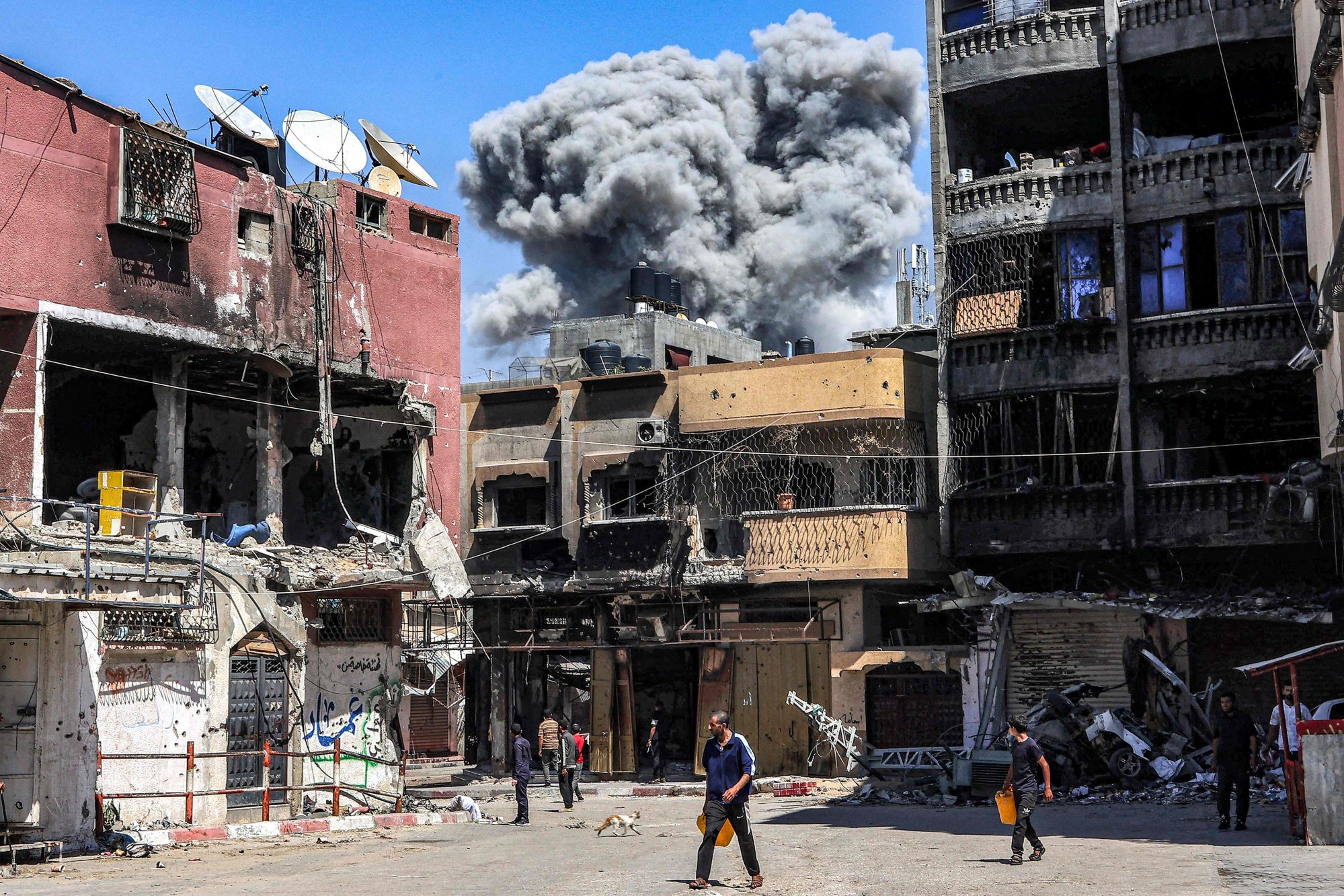 A smoke plume rises during Israeli bombardment in Jabilia in the northern Gaza Strip. Photo: AFP