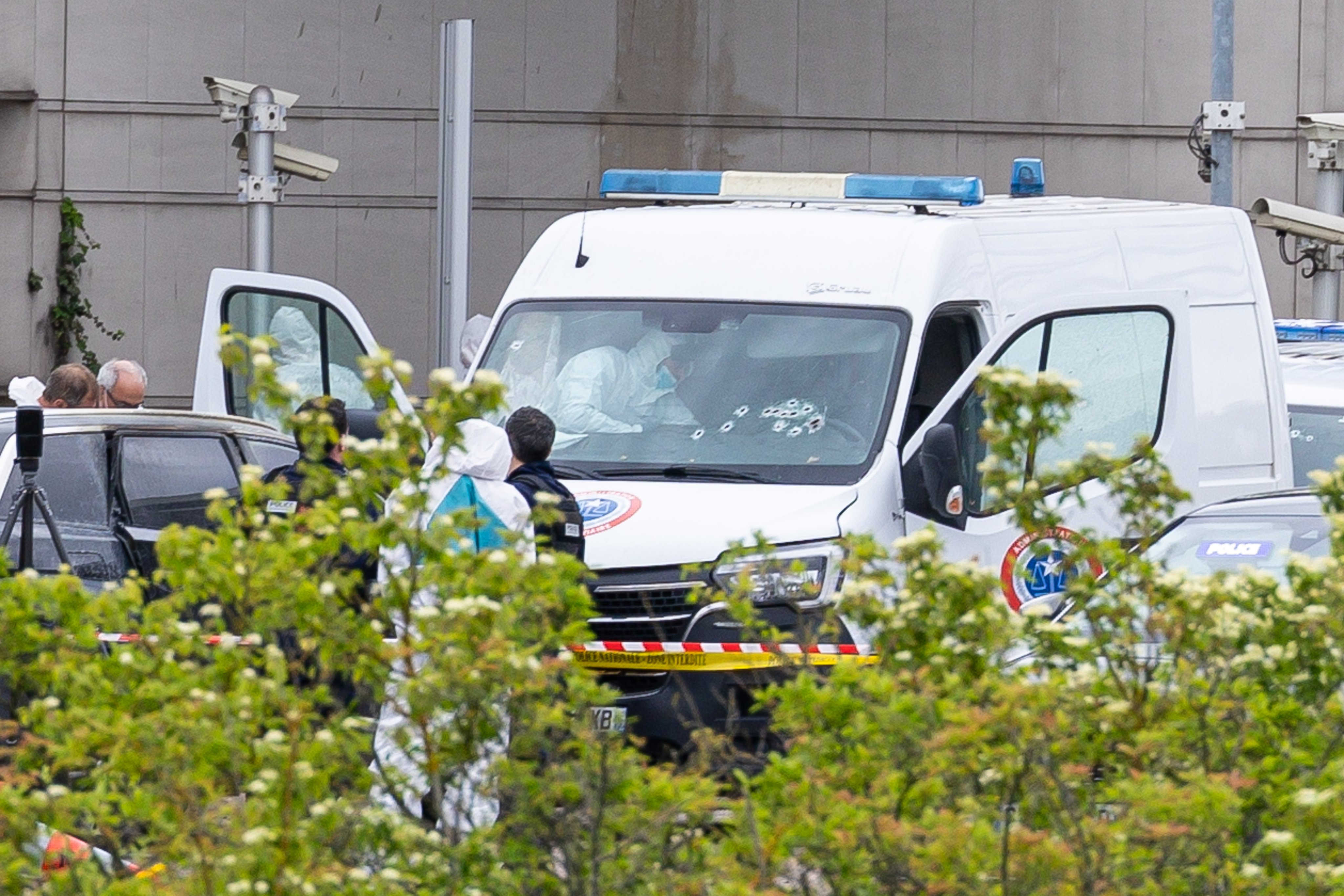 A police forensics team at the scene of the ambush  in Incarville, France on Tuesday. Photo: EPA-EFE