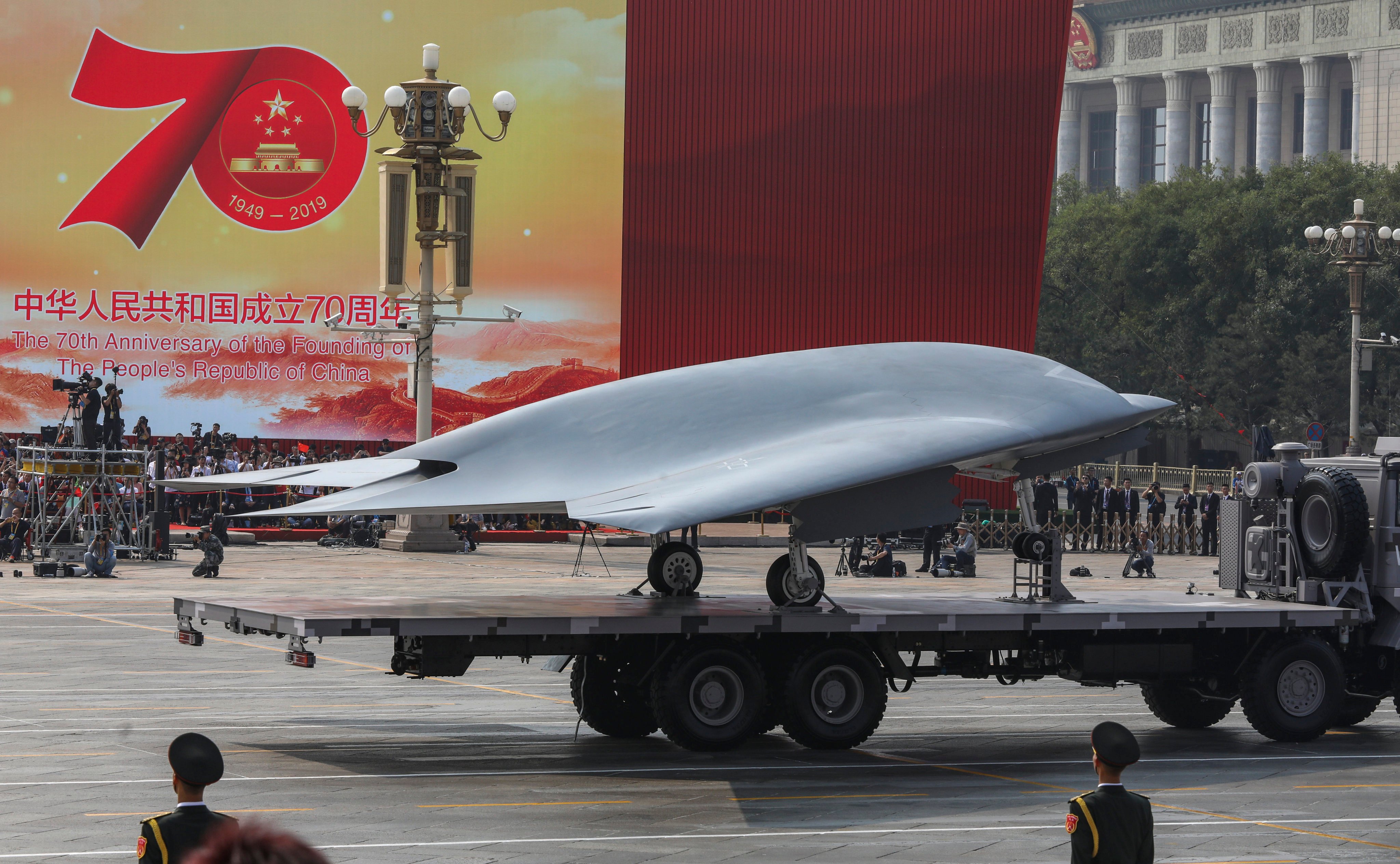A military drone on display during a parade to mark the 70th anniversary of the People’s Republic of China, in Beijing on October 1, 2019. Photo: Simon Song