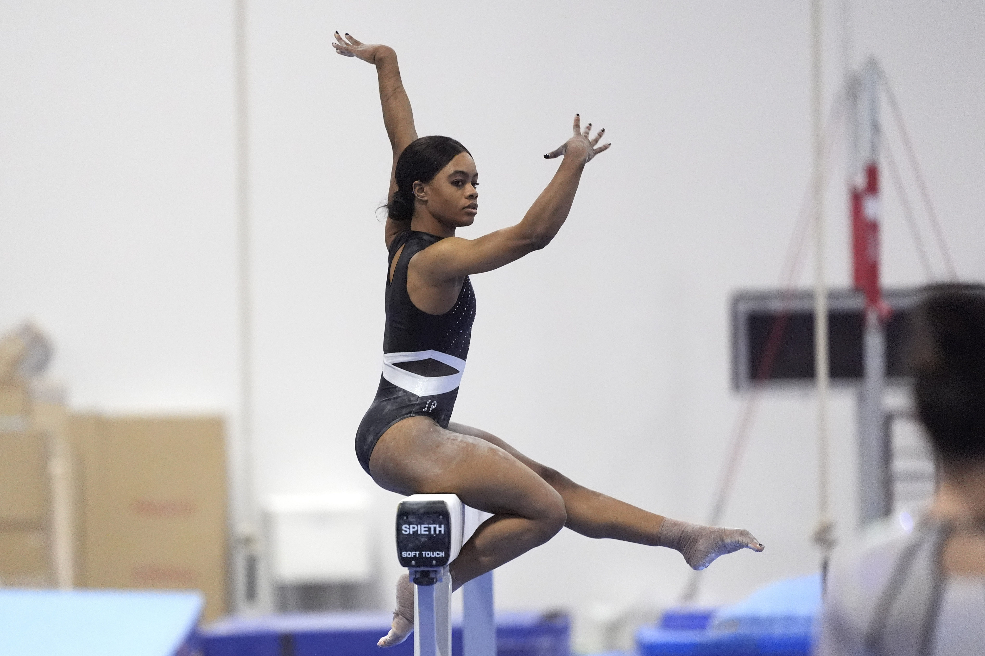 Olympic gold medallist and gymnast Gabby Douglas competes at the American Classic in Katy, Texas, on April 27. Photo: AP Photo
