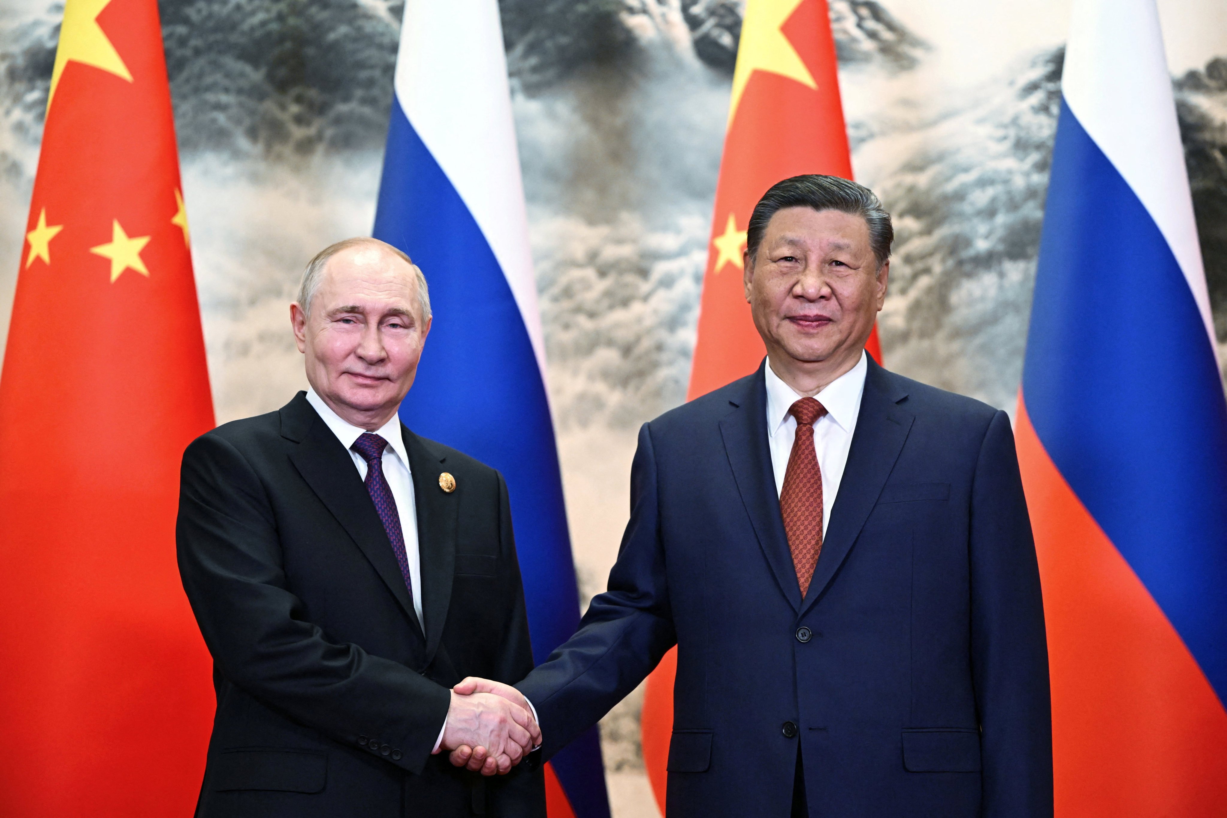 Russian President Vladimir Putin and Chinese President Xi Jinping at a signing ceremony at the Great Hall of the People in Beijing on Thursday. Photo: Sputnik via Reuters