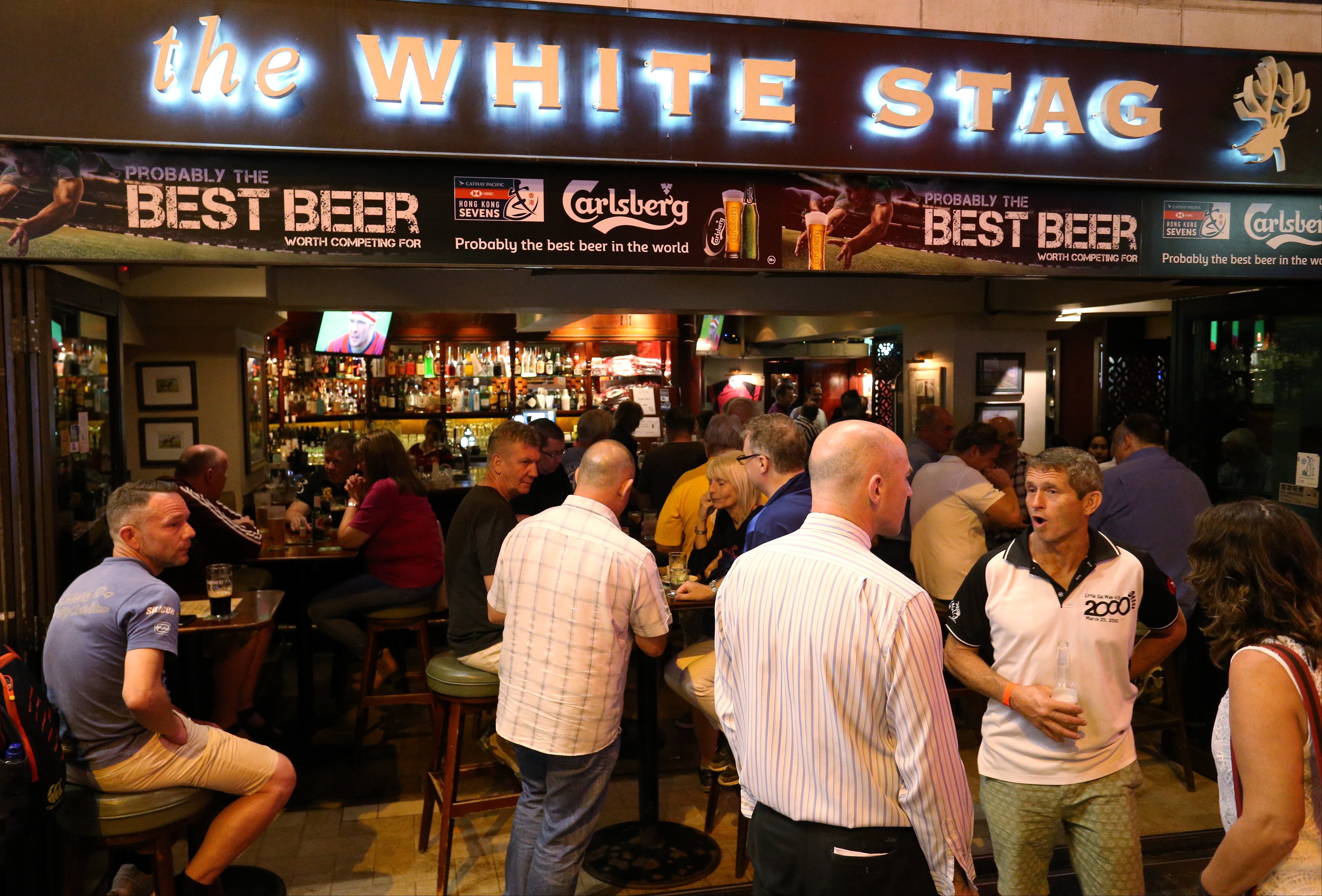 People at The White Stag bar in Wan Chai during the Hong Kong Sevens rugby tournament in 2018. Photo: Dickson Lee