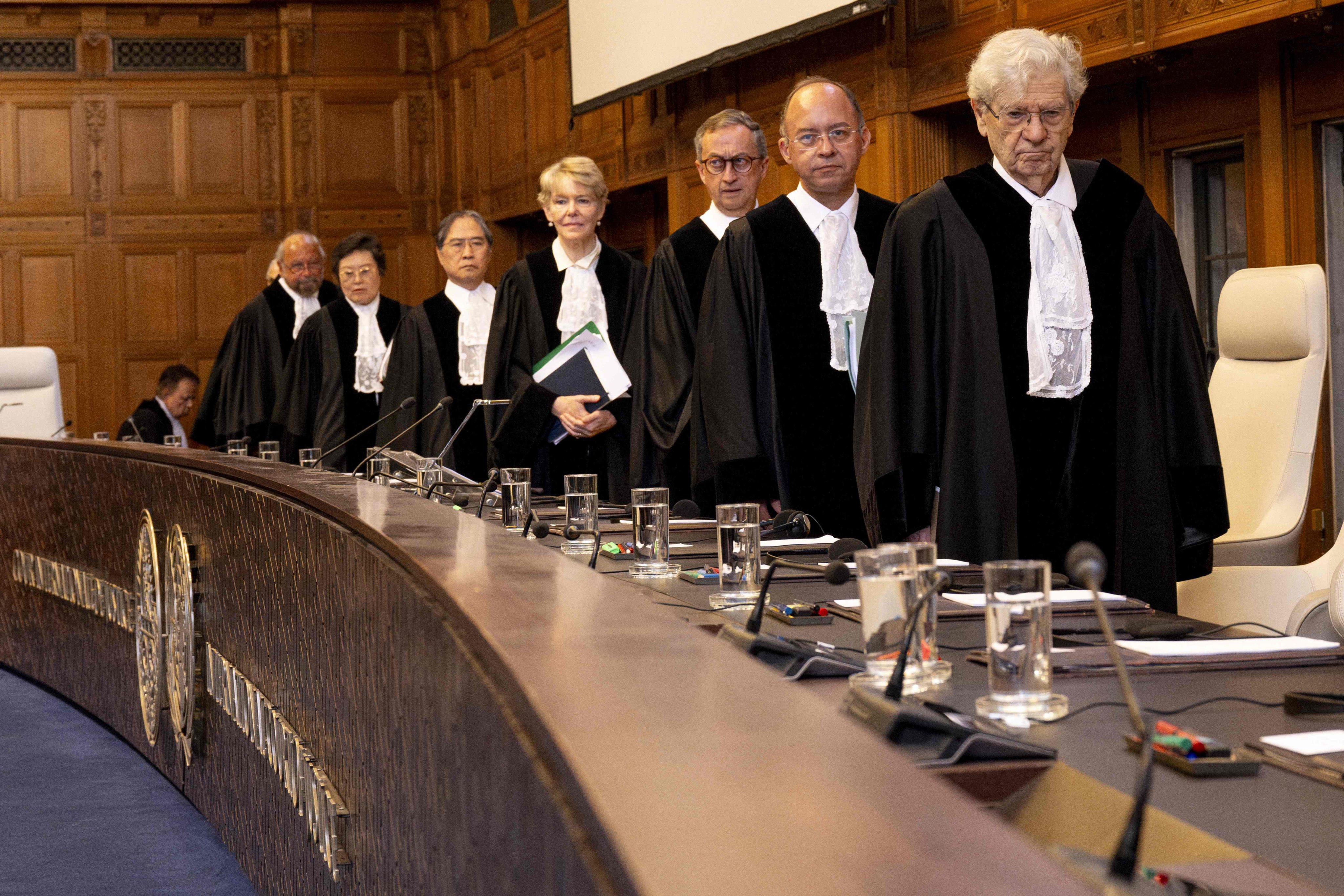 International Court of Justice judges in The Hague hearing the South Africa case against Israel. Photo: AFP