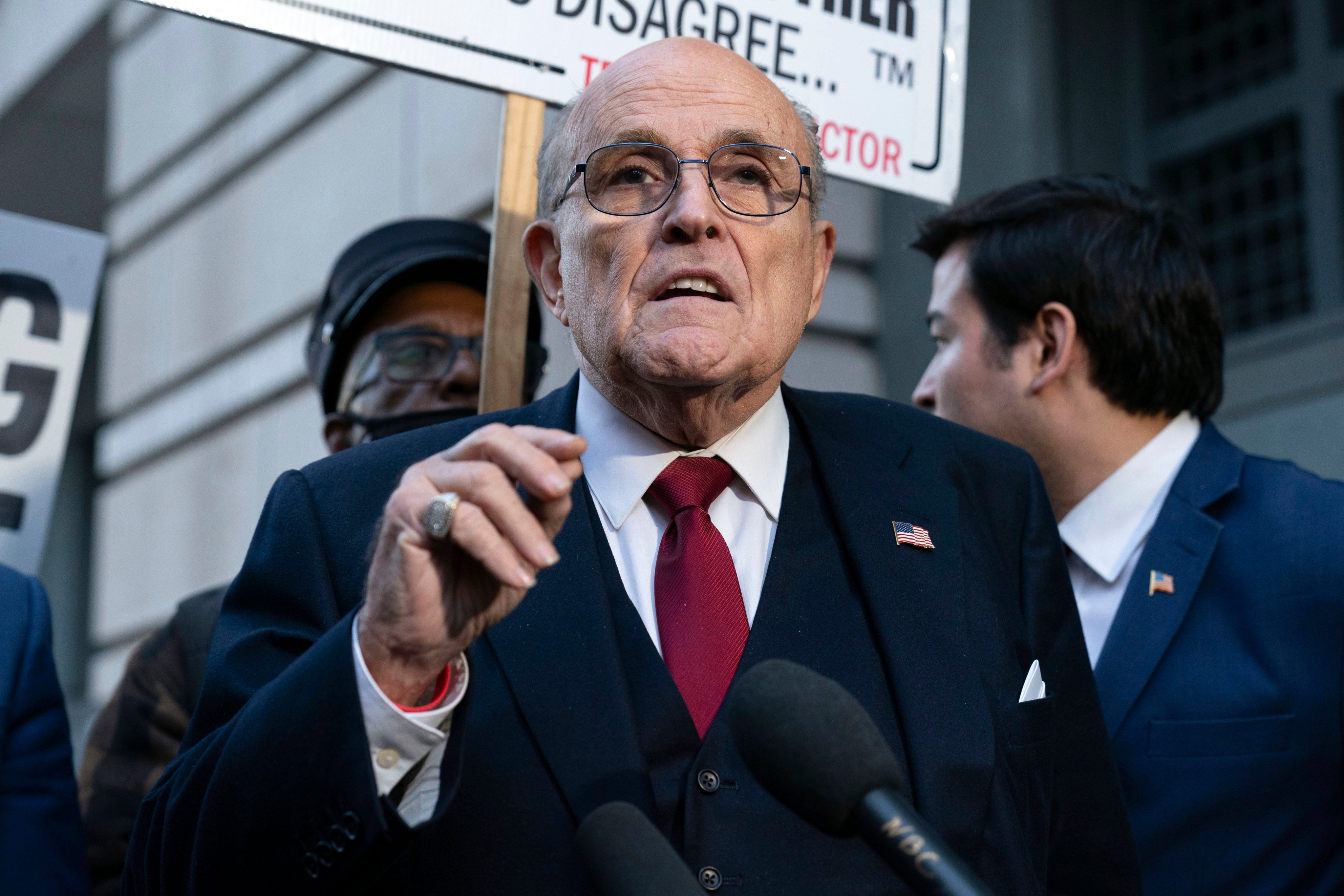 Former New York mayor Rudy Giuliani speaks during a news conference in Washington in December 2023. Photo: AP