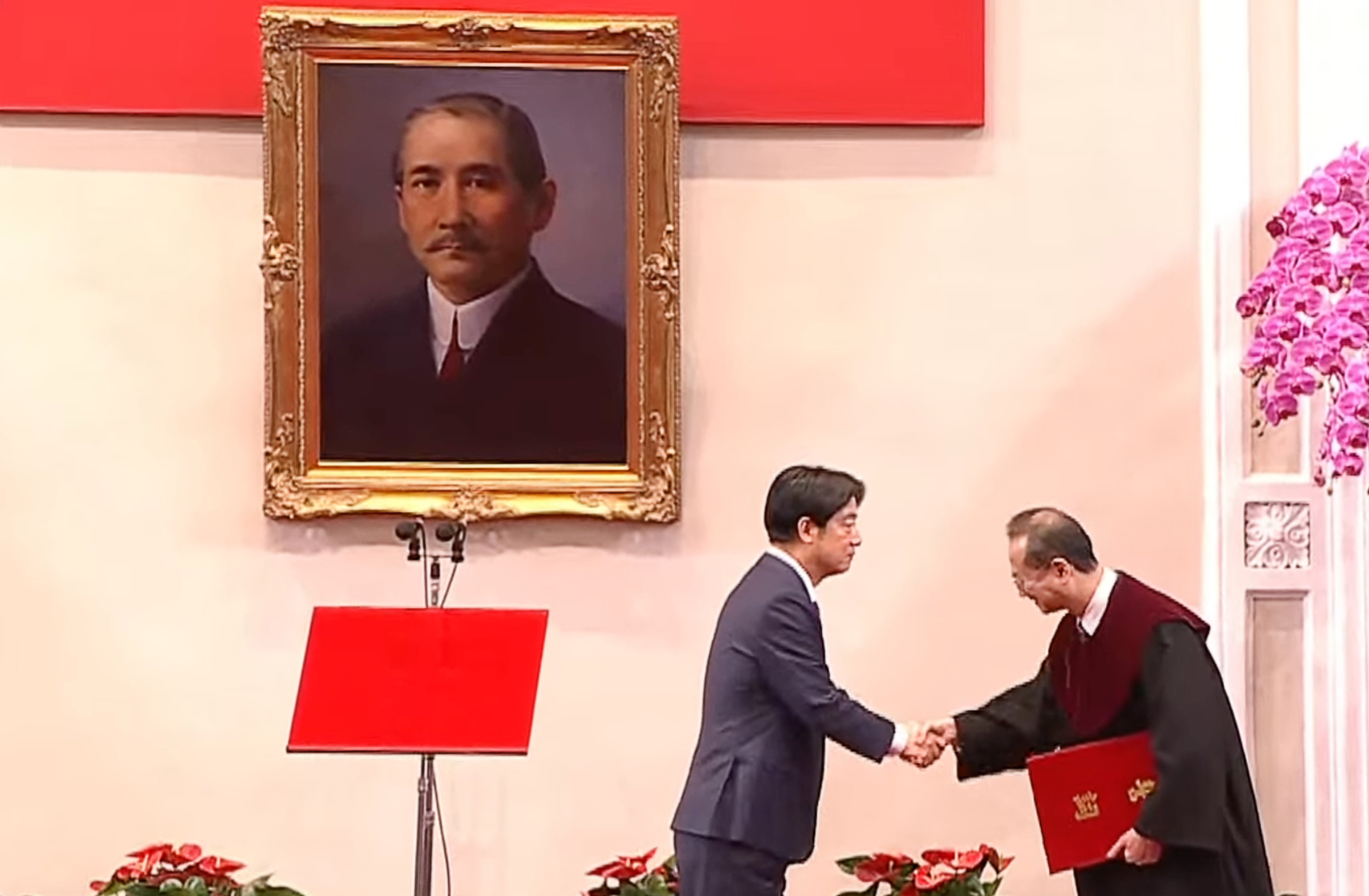 William Lai Ching-te is sworn in as the new Taiwanese leader on Monday, taking over from Tsai Ing-wen. Photo: Taiwan Presidential Office