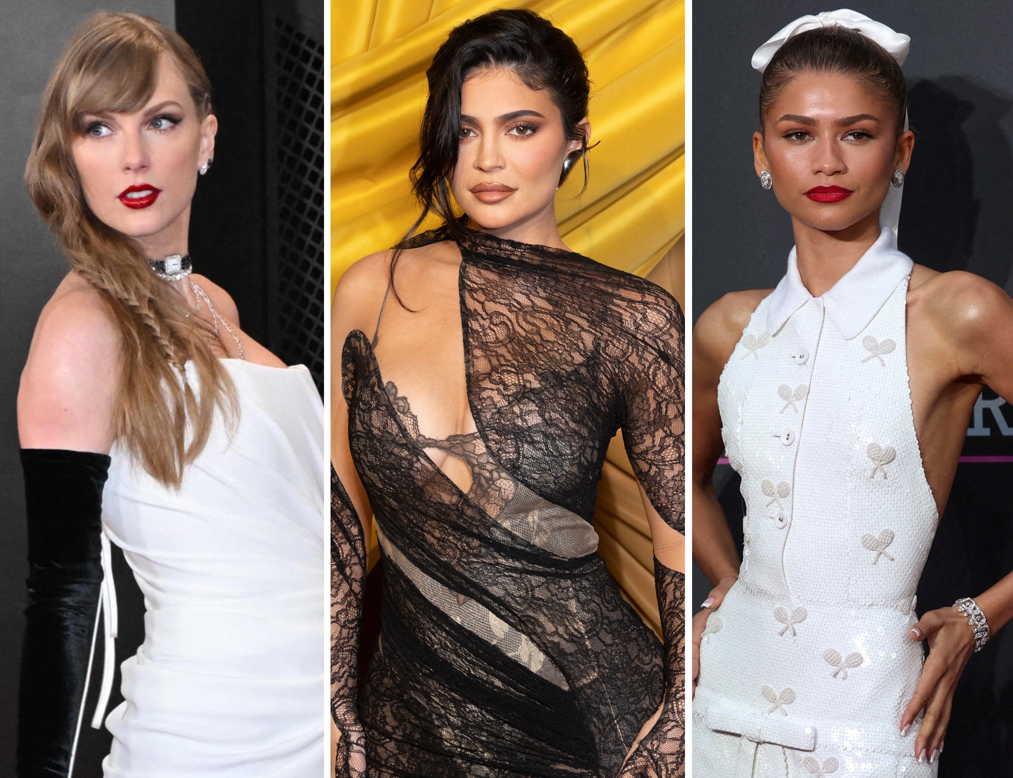 Taylor Swift, Kylie Kardashian and Zendaya have all been listed in a “celebrity blockout” related to the Israel-Gaza war. Photos: Getty Images, Reuters, AFP