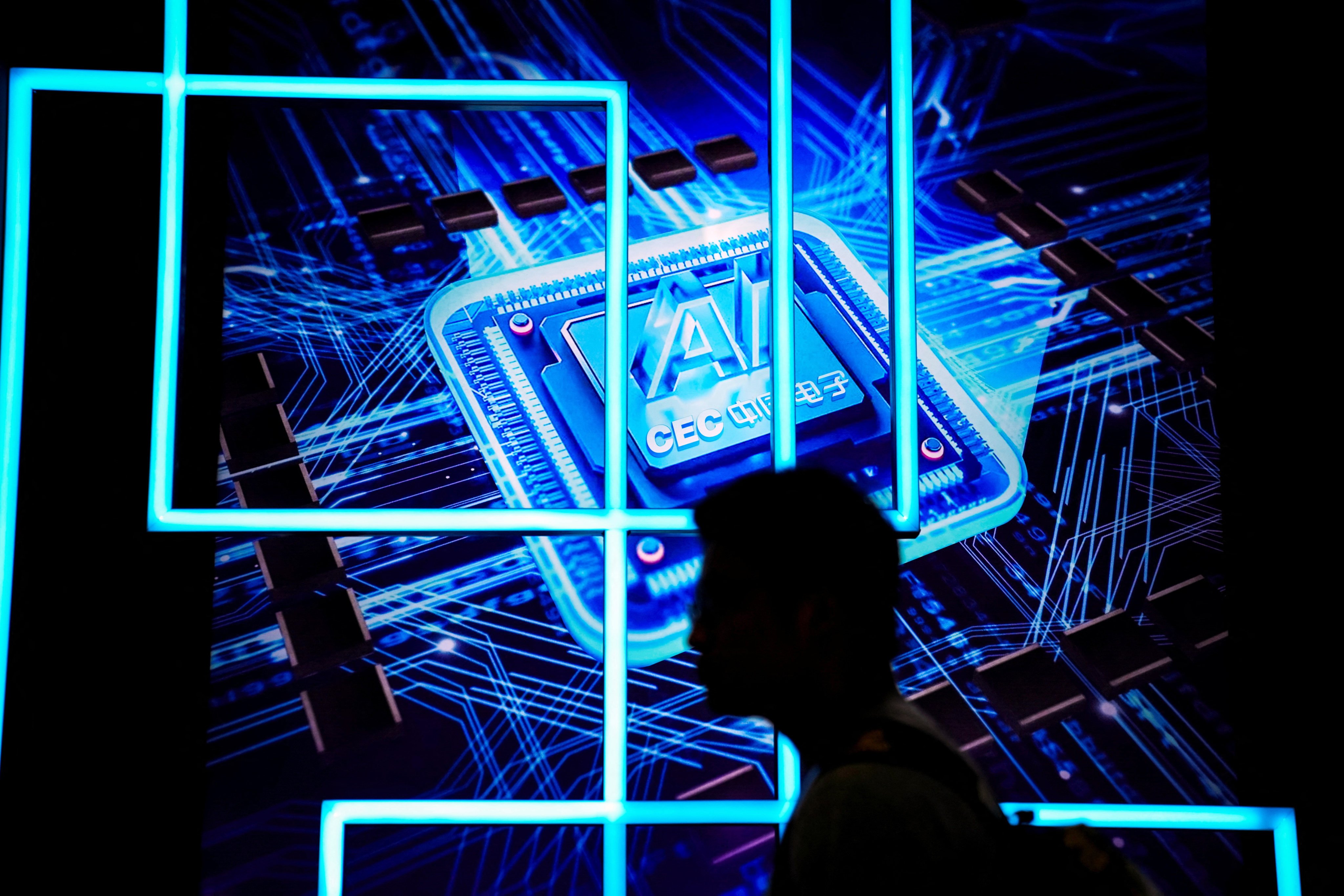 The CEC (China Electronics Corporation) sign is seen at the World Artificial Intelligence Conference (WAIC) in Shanghai on July 6, 2023. Photo: Reuters