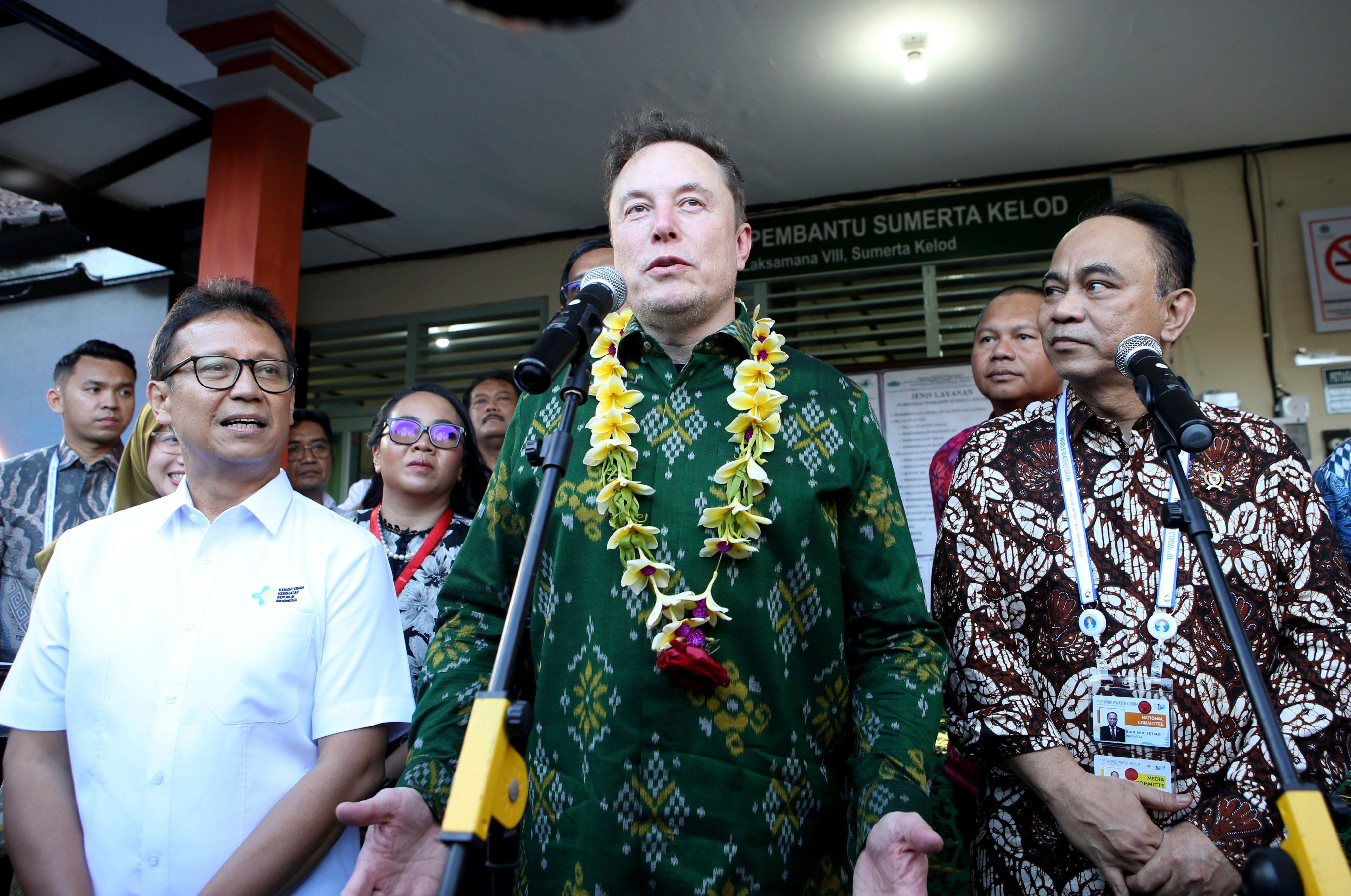 Elon Musk served up some serious Bali swag on a recent trip to Indonesia. Photo: AP 