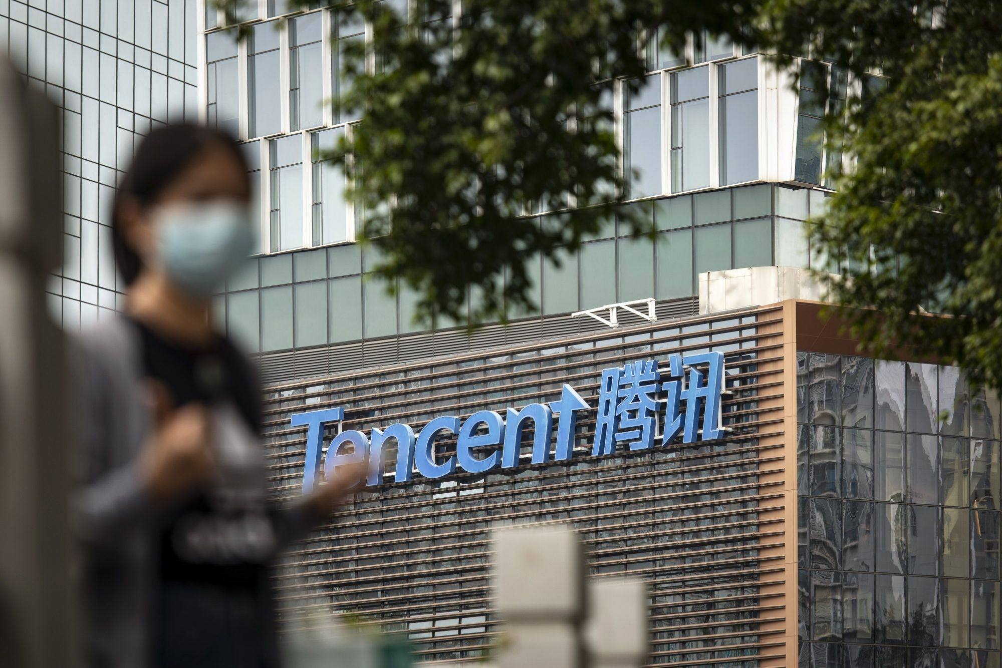 Signage at the Tencent Holdings Ltd. headquarters in Shenzhen, China. Photo: Bloomberg