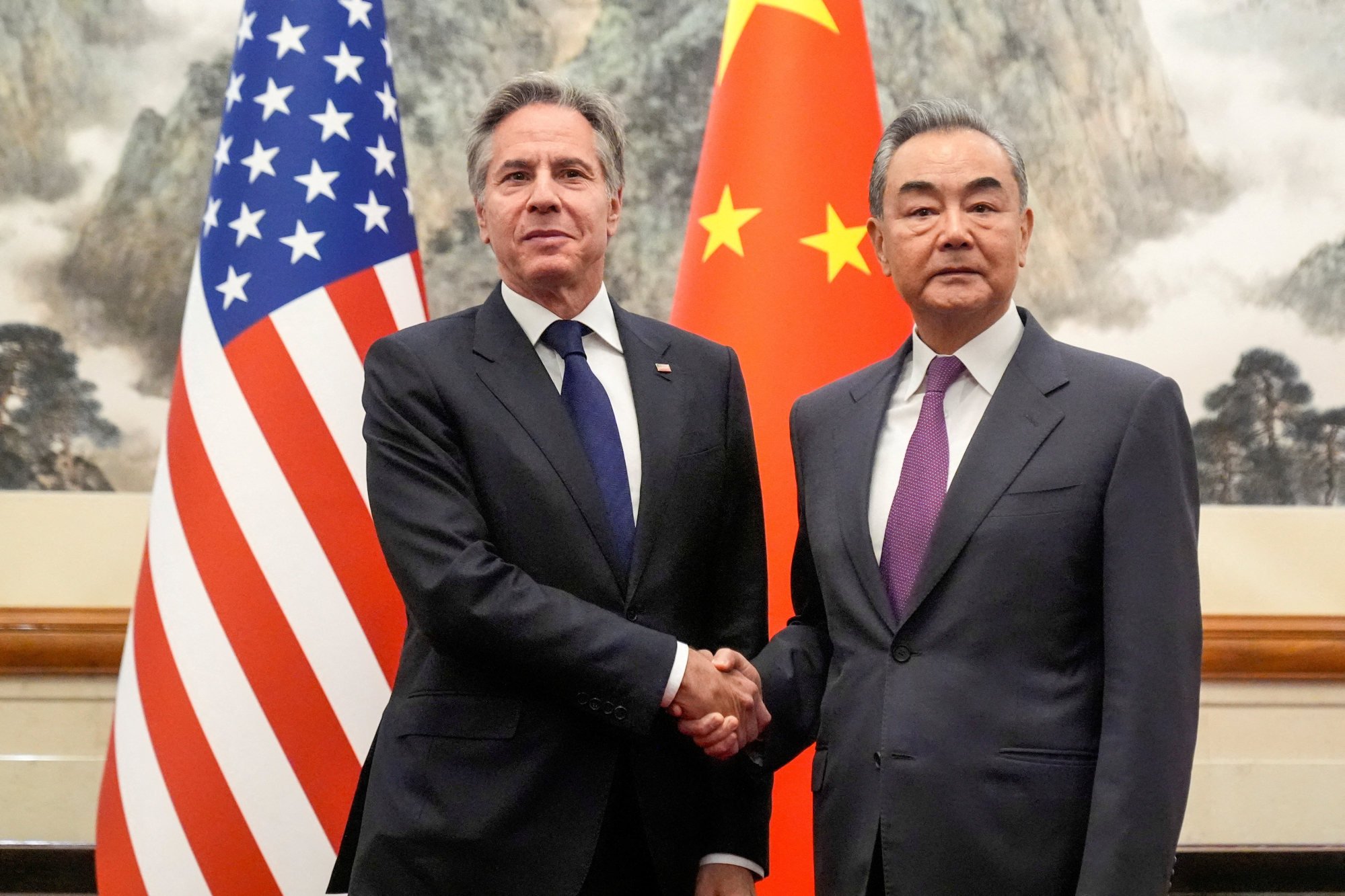 Blinken (left) meets with Chinese Foreign Minister Wang Yi in Beijing on April 26, 2024. Photo: Reuters