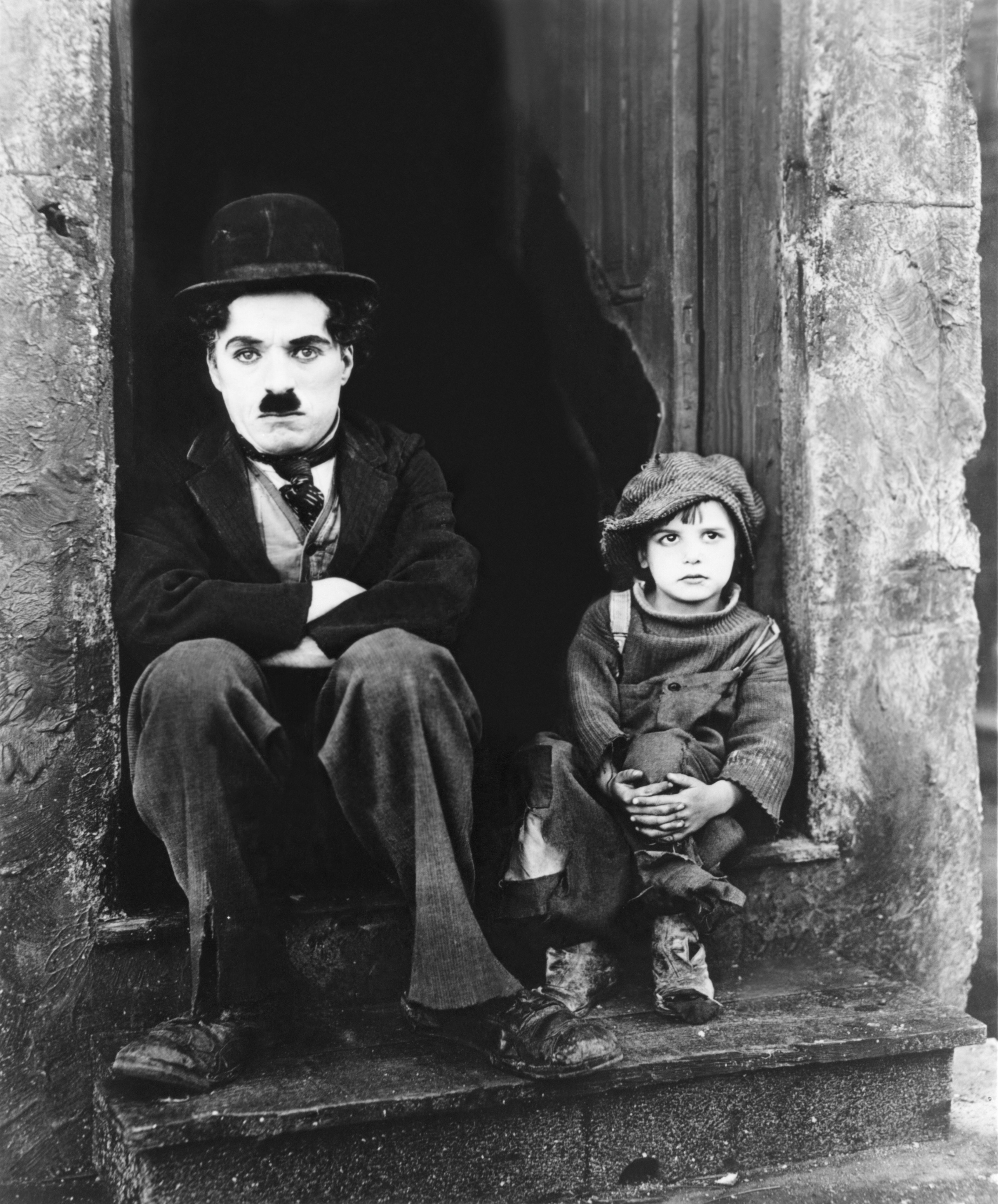 Charlie Chaplin and Jackie Coogan in a still from The Kid.  Photo: Getty Images