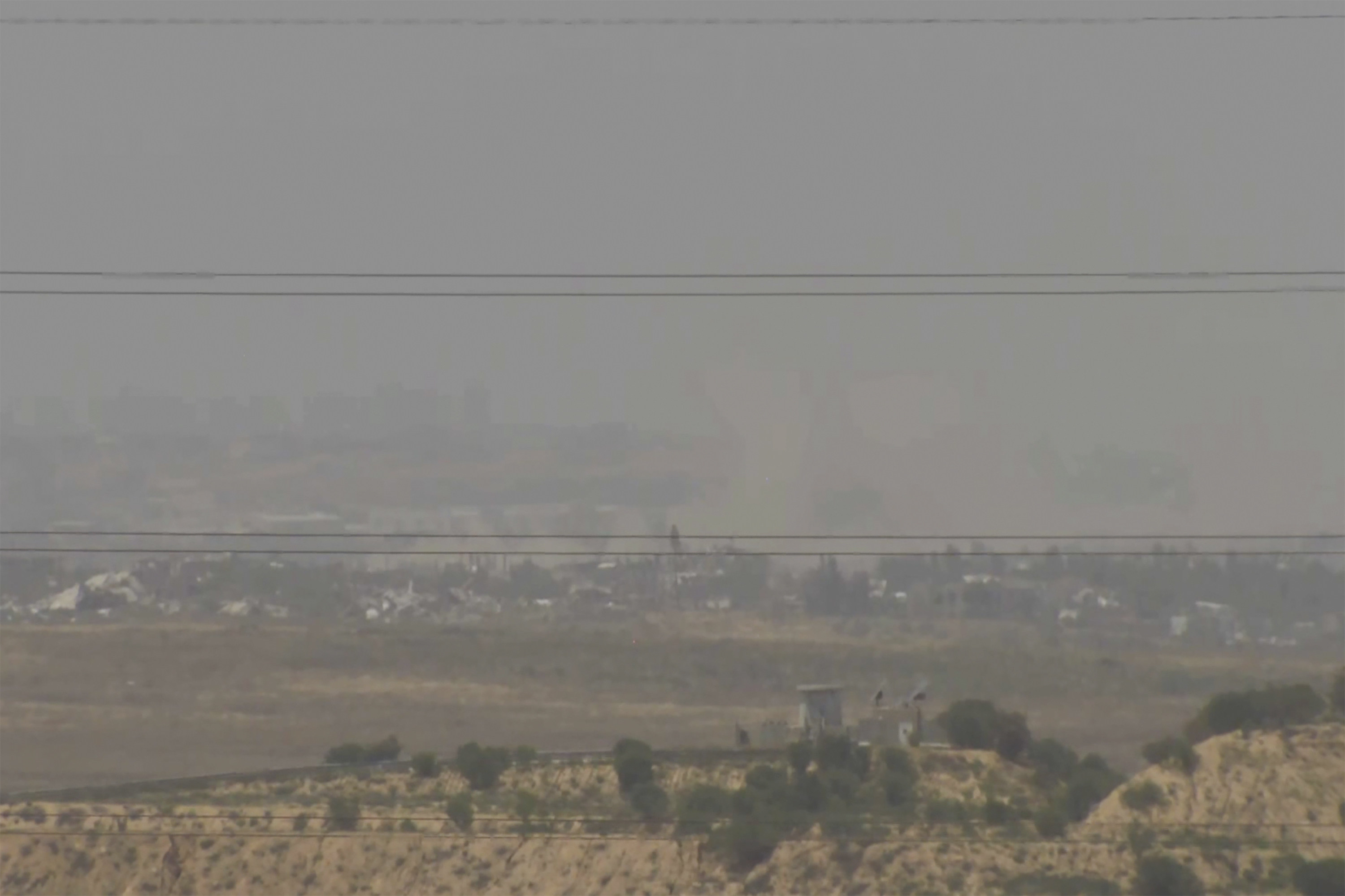A screenshot from AP footage shows a general view of northern Gaza before equipment for the live feed was it was seized by Israeli officials on Tuesday. Photo: AP