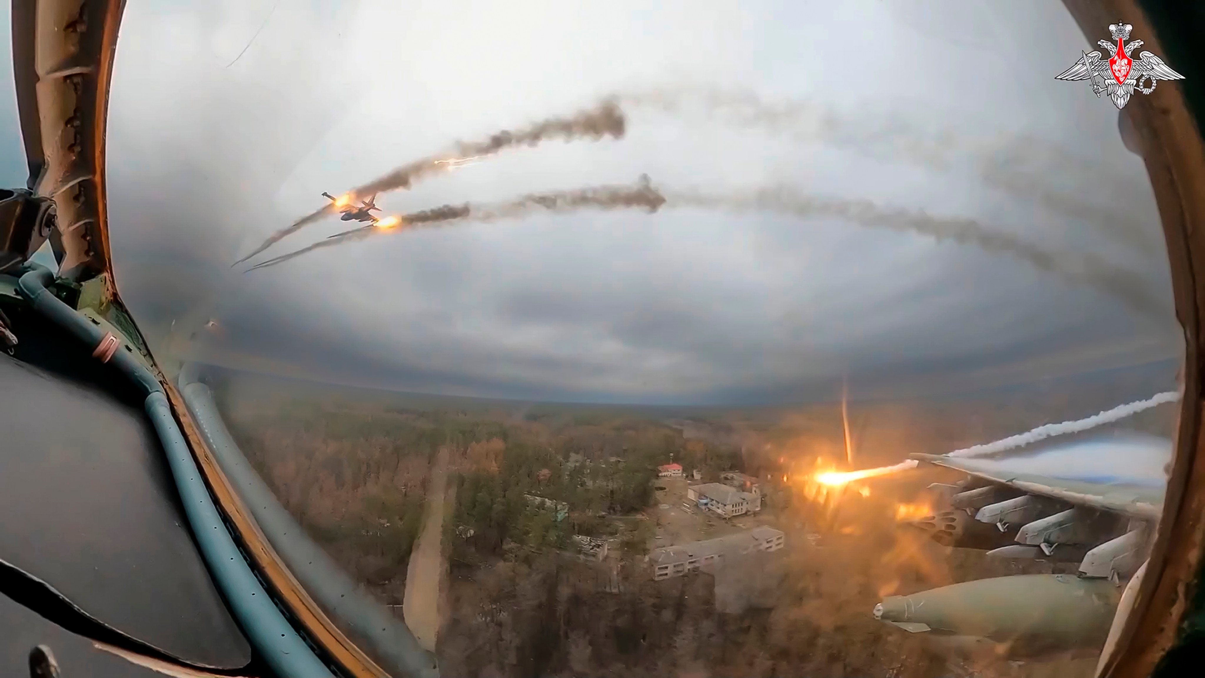 Footage released in January shows Russian Su-25 warplanes firing rockets on a mission over Ukraine. Photo: Russian Defense Ministry via AP