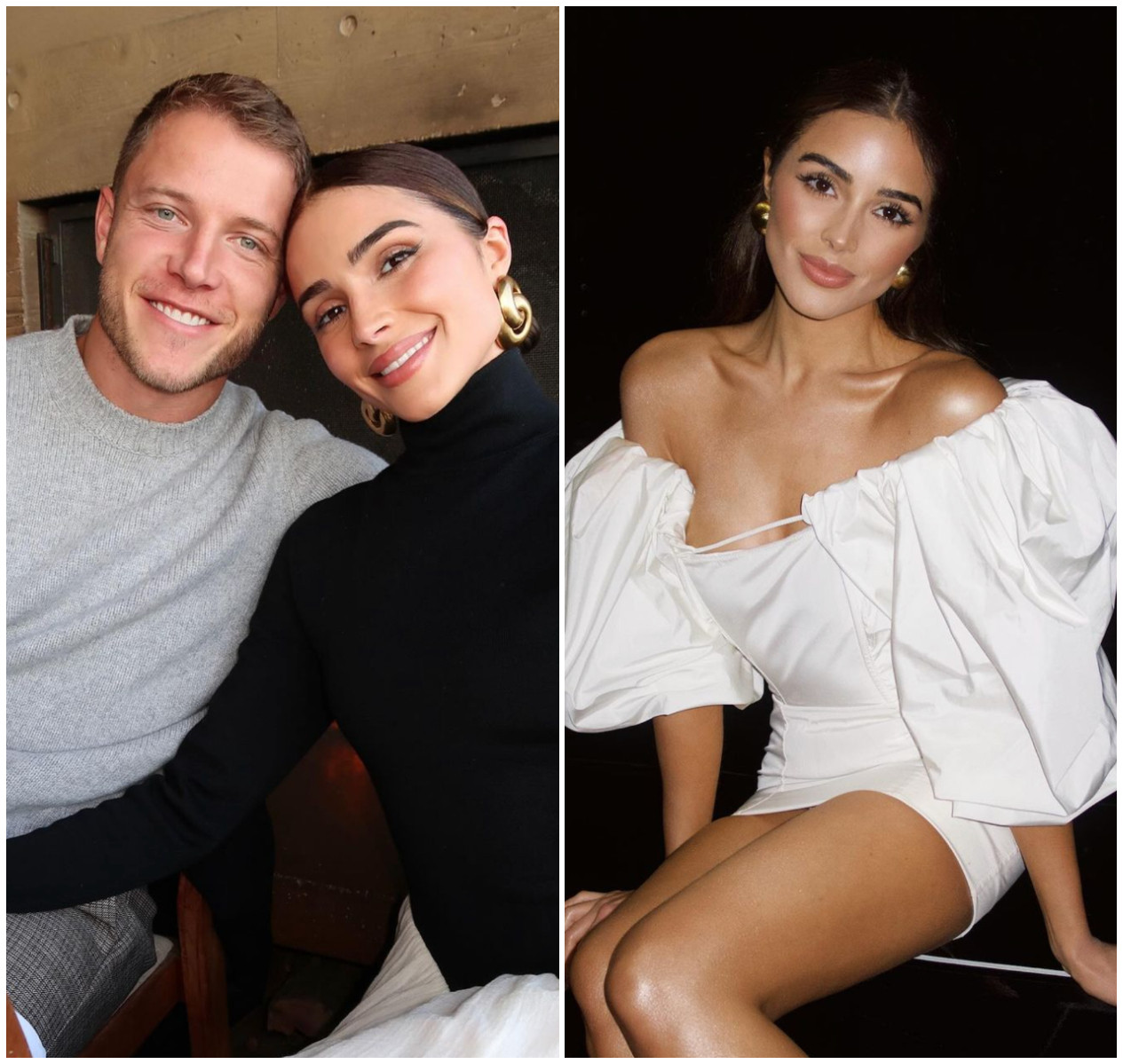 NFL star Christian McCaffrey is engaged to actress and model Olivia Culpo. Photos: @oliviaculpo/Instagram