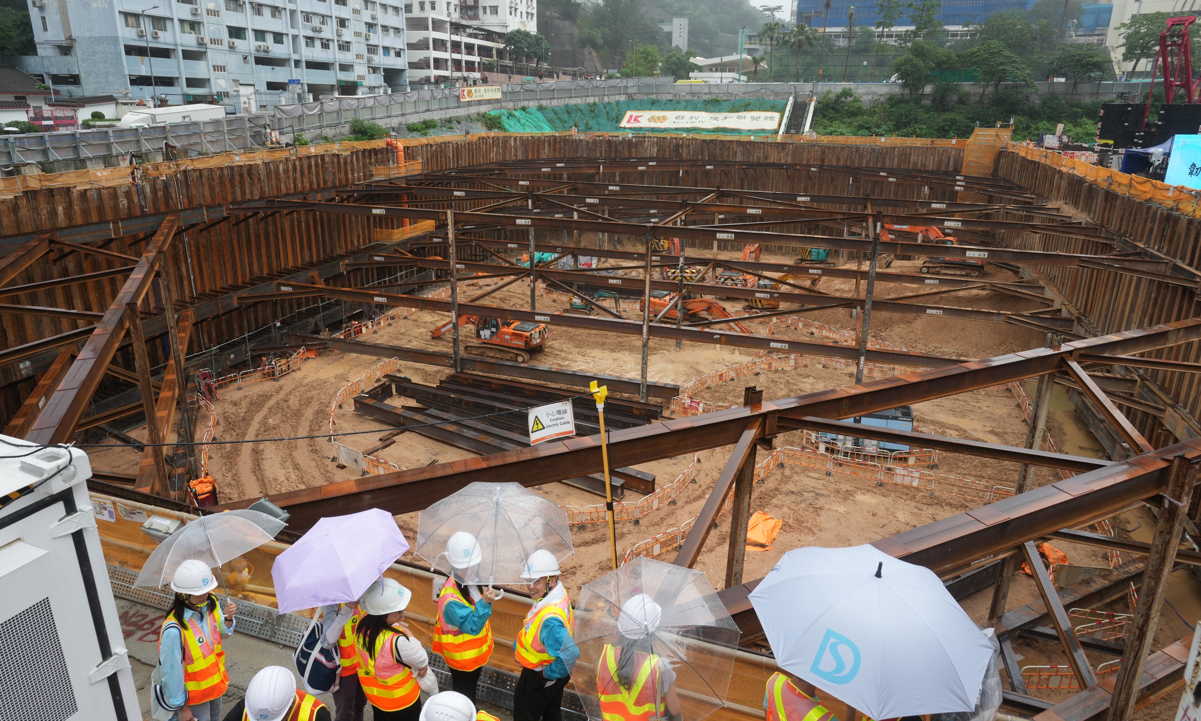 The Drainage Services Department also unveiled a stormwater storage tank in Kwun Tong as part of efforts to manage floods. Photo: Sam Tsang
