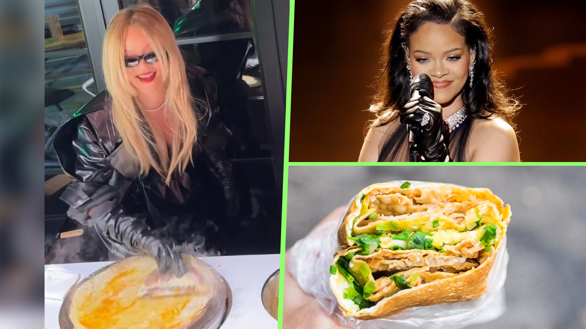 Chinese pancakes, a 2,000-year-old snack are back in the spotlight after superstar Rihanna cooked one on the street during a promotional trip to Shanghai. Photo: SCMP composite/Shutterstock/Weibo/Getty Images
