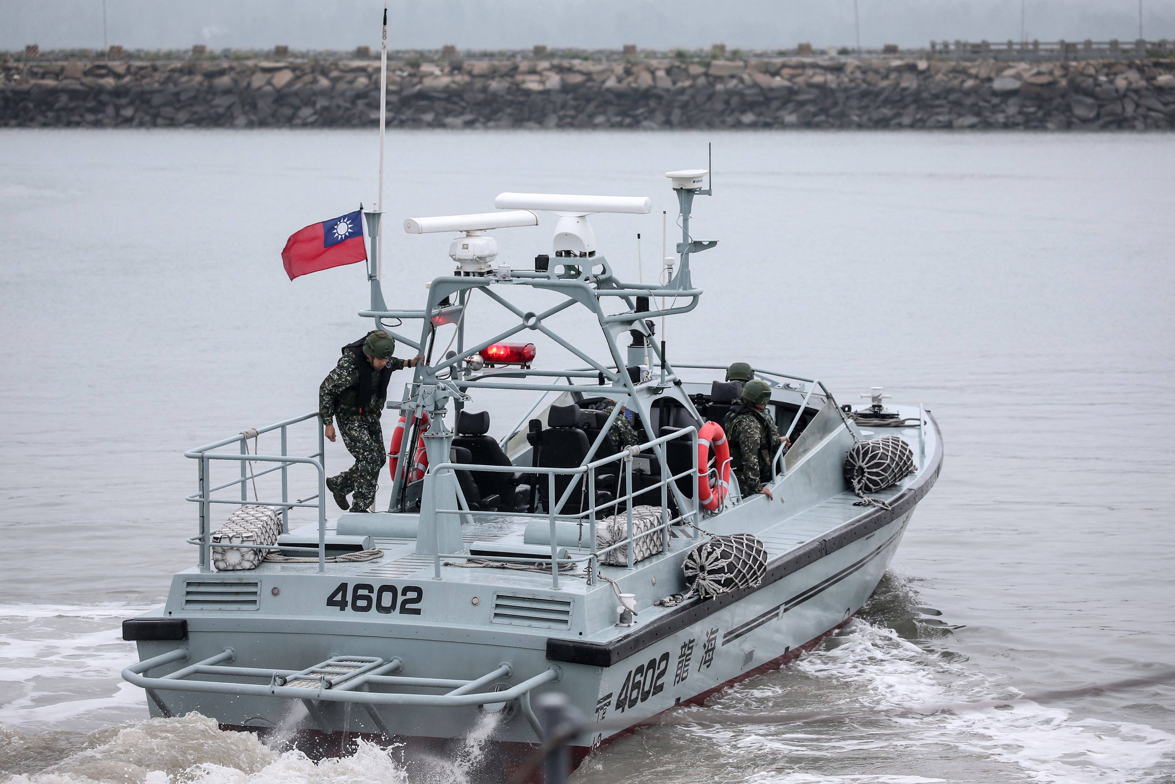 Taiwan’s military conducts routine exercises at Liaoluo Port in Kinmen on May 24. Photo: AFP