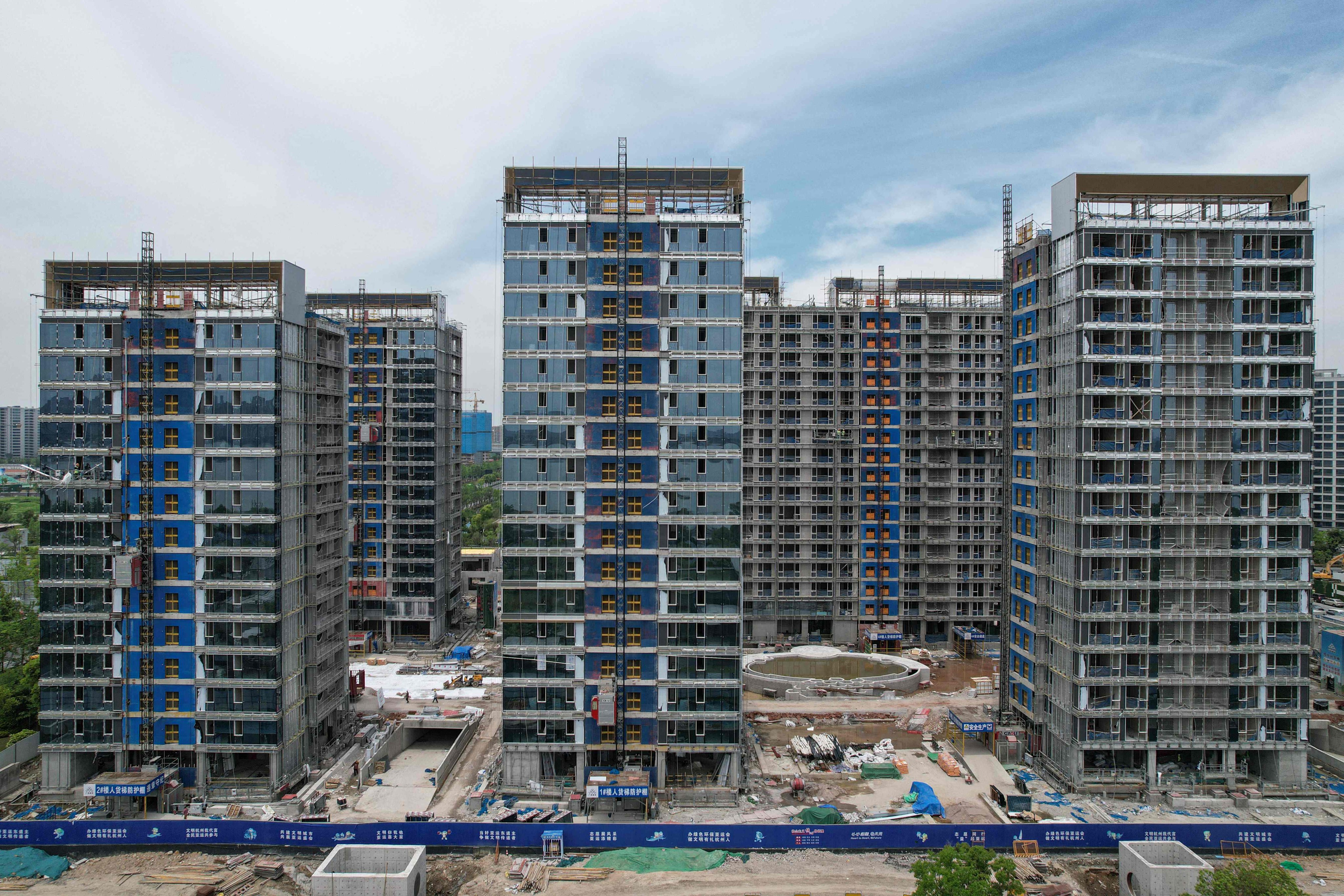 Residential buildings under construction by Chinese real estate developer Vanke in Hangzhou, in eastern China’s Zhejiang province, pictured on May 9, 2024. Photo: AFP