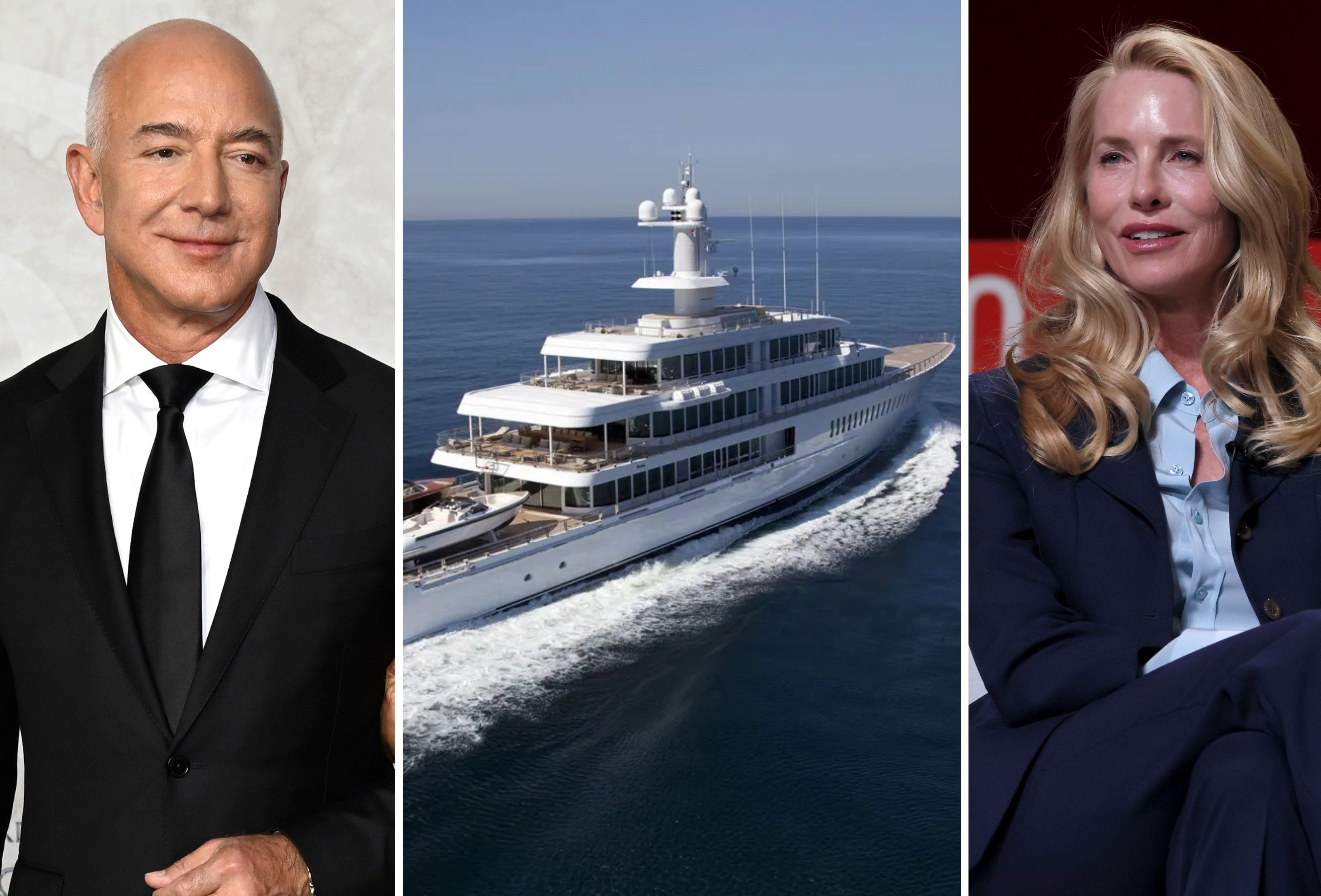 Jeff Bezos and Laurene Powell Jobs are among the tech CEOs who own some truly impressive superyachts. Photos: TNS, Getty Images, Boat International