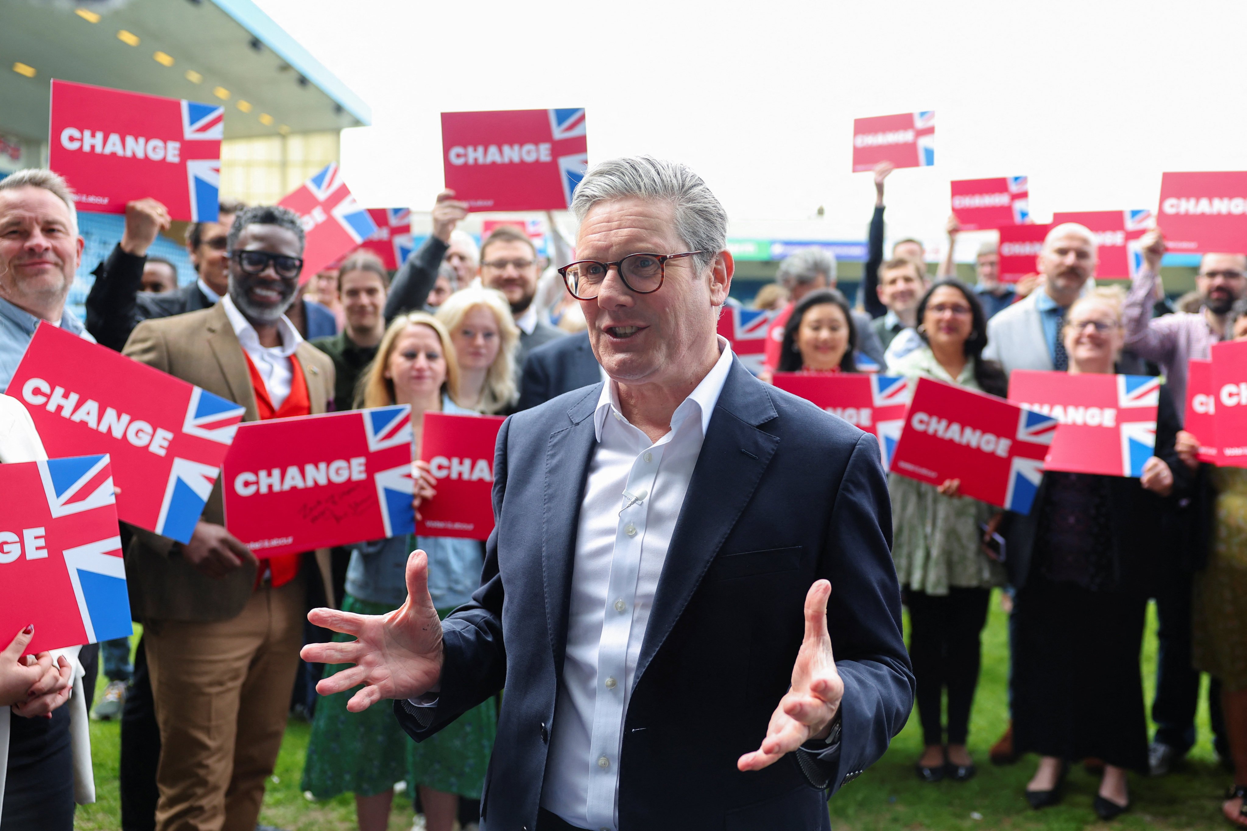 British opposition Labour Party leader Keir Starmer at an election campaign event on Thursday. Photo: Reuters