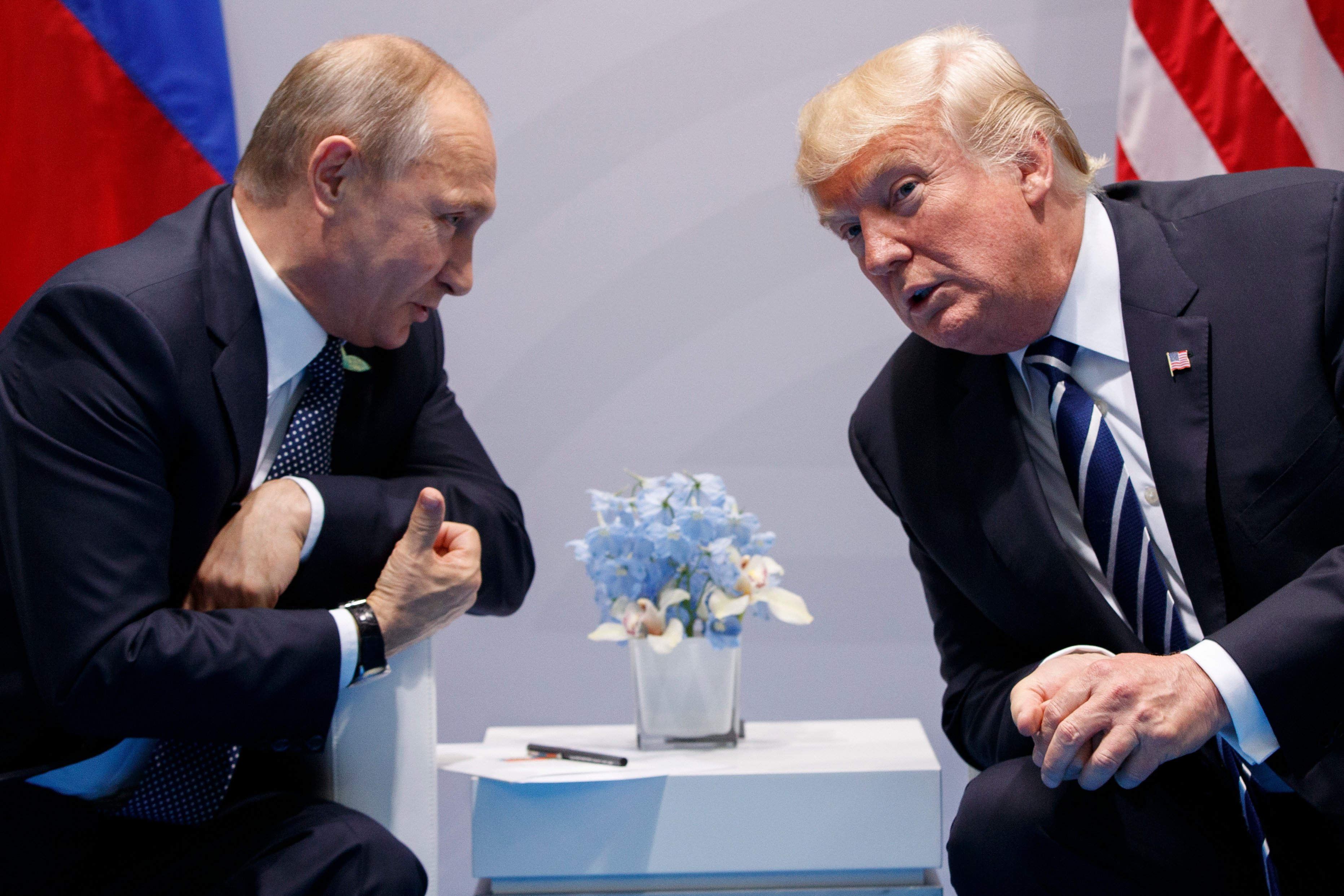 US President Donald Trump meets Russian President Vladimir Putin at the G20 Summit in Hamburg, Germany, in July 2017. Photo: AP
